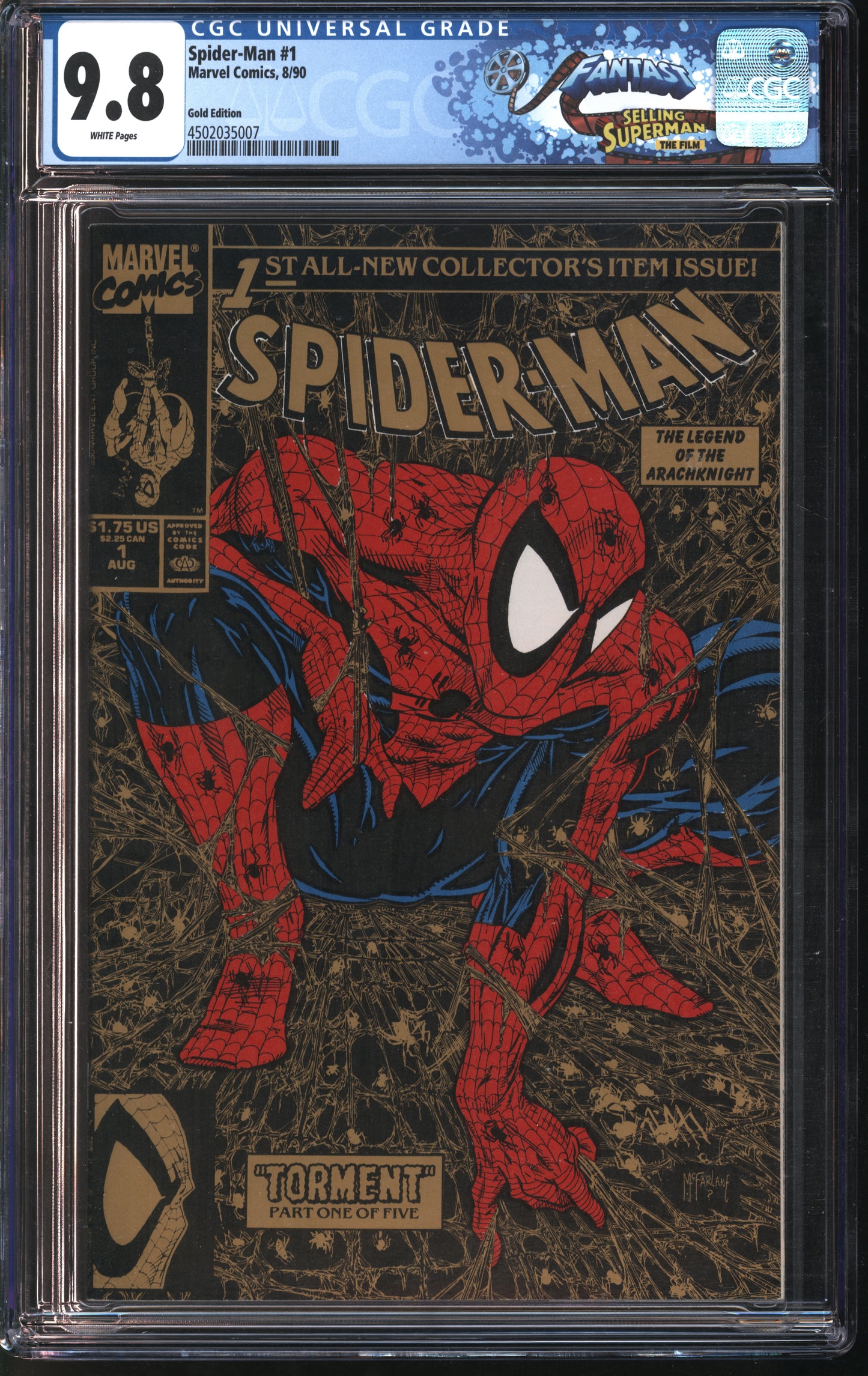 Marvel Comics Spider-Man #1 Gold Edition (2nd Print) 8/90 FANTAST CGC 9.8 White Pages