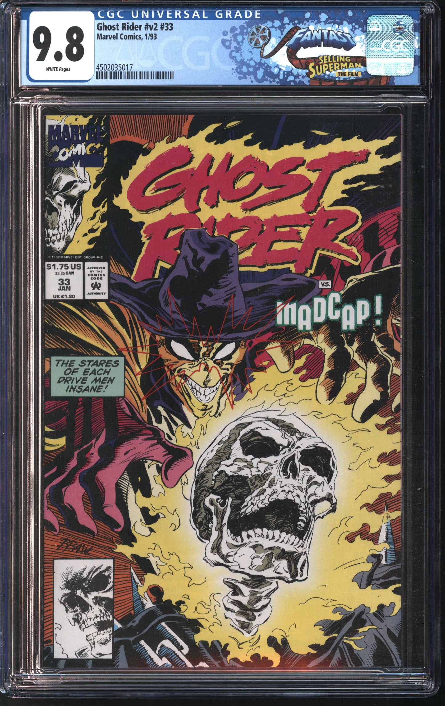Marvel Comics Ghost Rider v2 #33 1/93 FANTAST CGC 9.8 White Pages