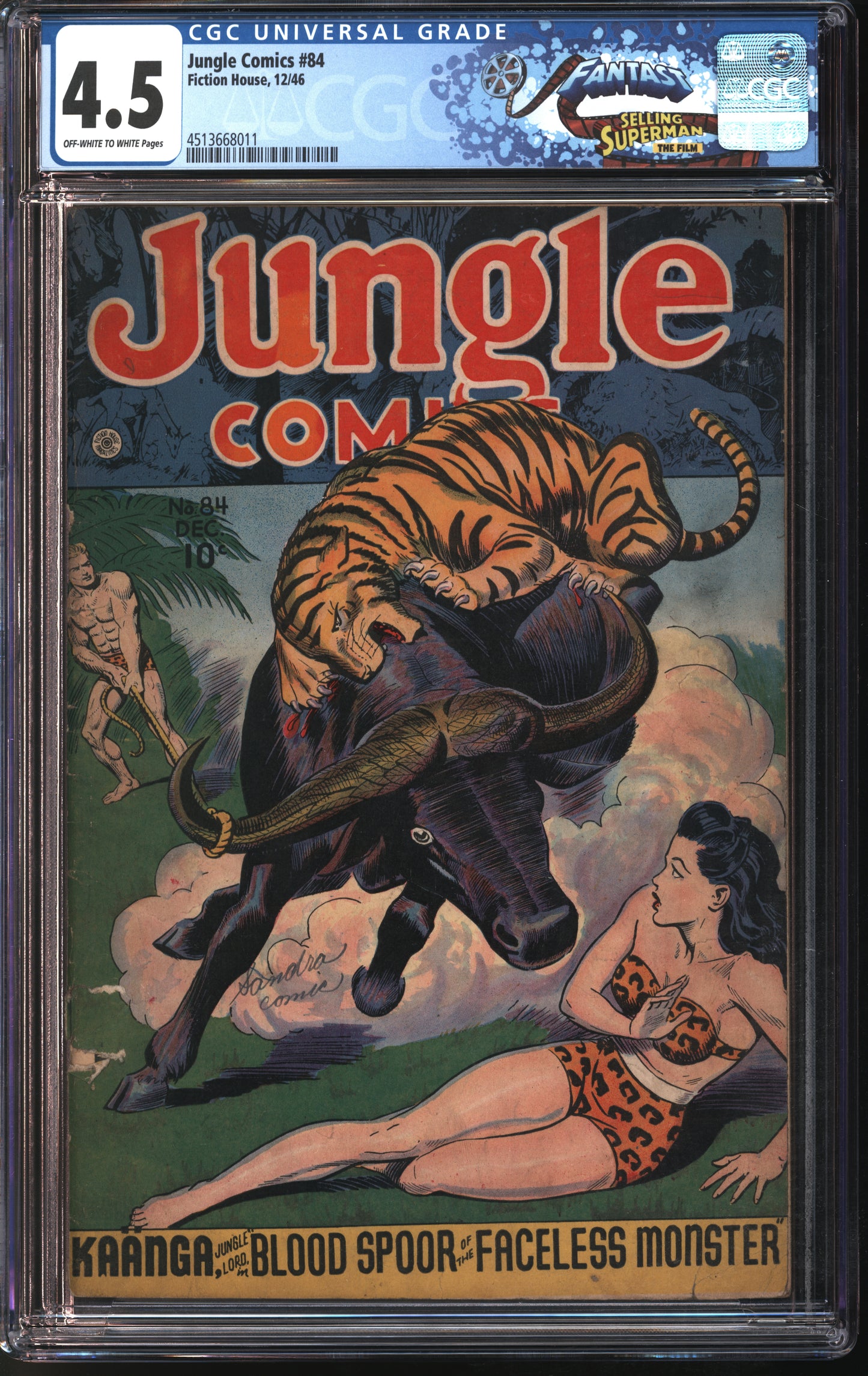 Fiction House Jungle Comics #84 12/46 FANTAST CGC 4.5 Off-White to White Pages