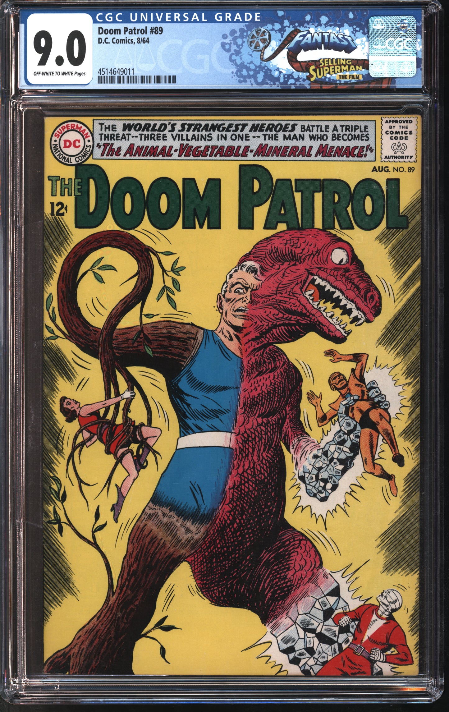 D.C. Comics Doom Patrol #89 8/64 FANTAST CGC 9.0 Off-White to White Pages