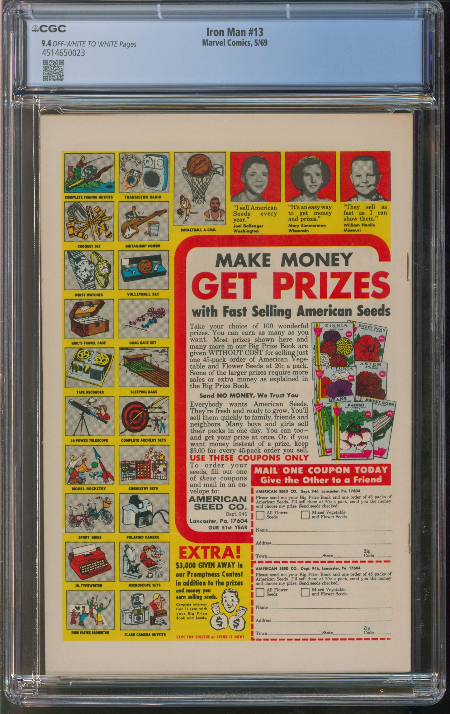 Marvel Comics Iron Man #13 5/69 CGC 9.4 Off-White White Pages