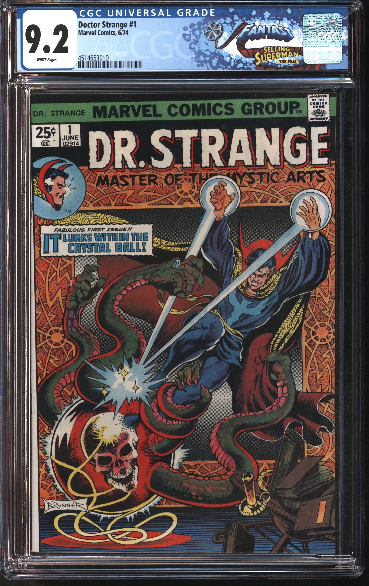 Marvel Comics Doctor Strange #1 6/74 FANTAST CGC 9.2 White Pages