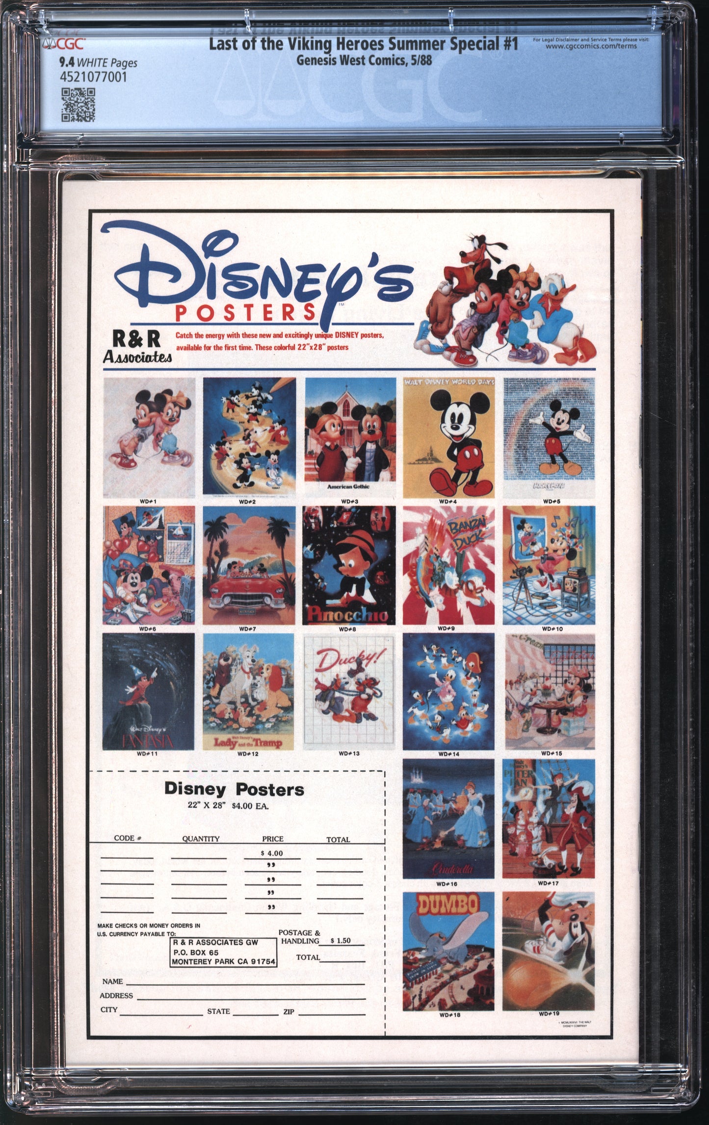 Genesis West Comics Last of the Viking Heroes Summer Special #1 5/88 CGC 9.4 White Pages