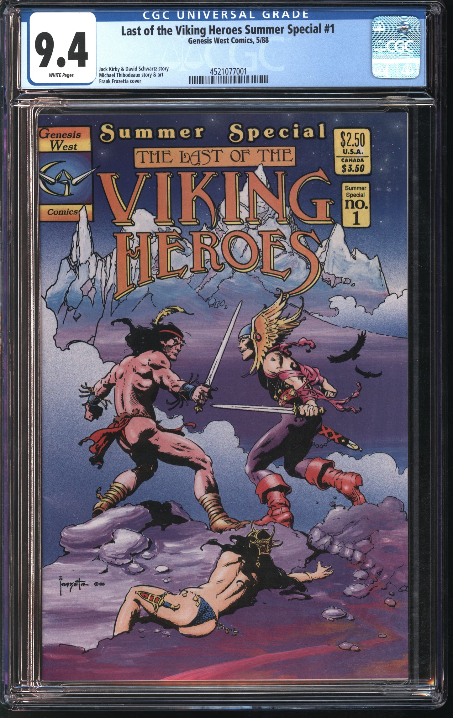 Genesis West Comics Last of the Viking Heroes Summer Special #1 5/88 CGC 9.4 White Pages