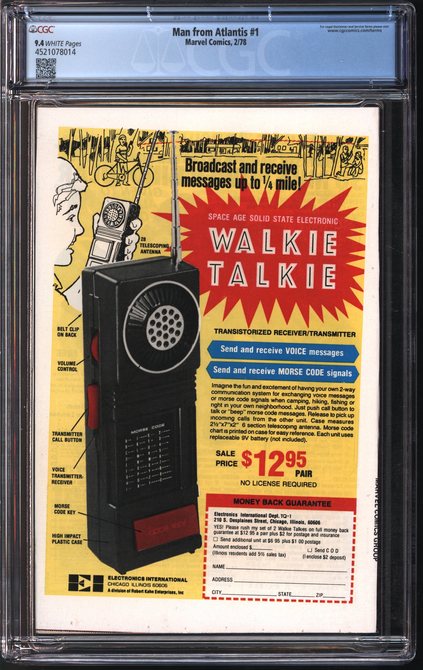 Marvel Comics Man from Atlantis #1 2/78 CGC 9.4 White Pages