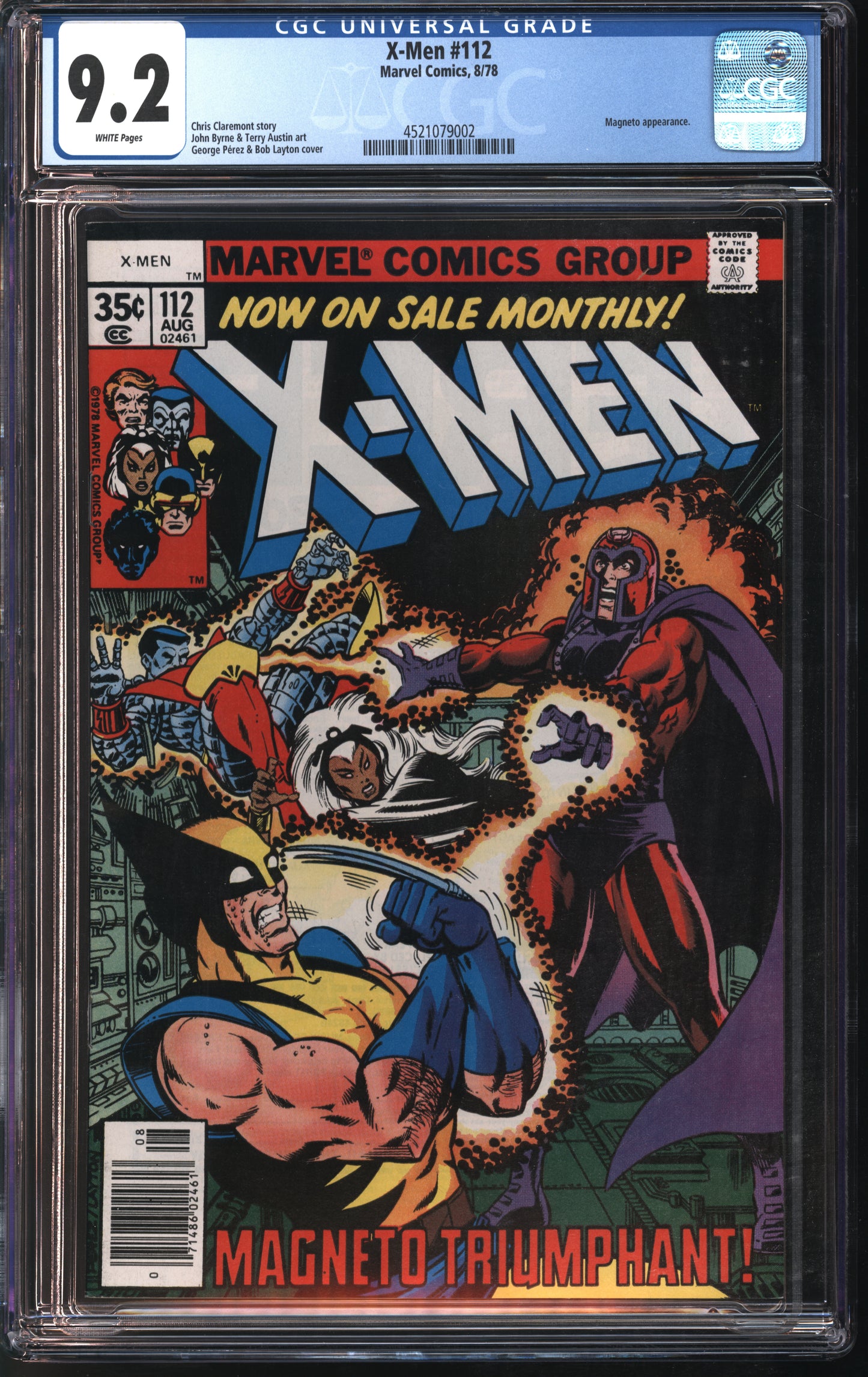 Marvel Comics X-men #112 8/78 CGC 9.2 White Pages
