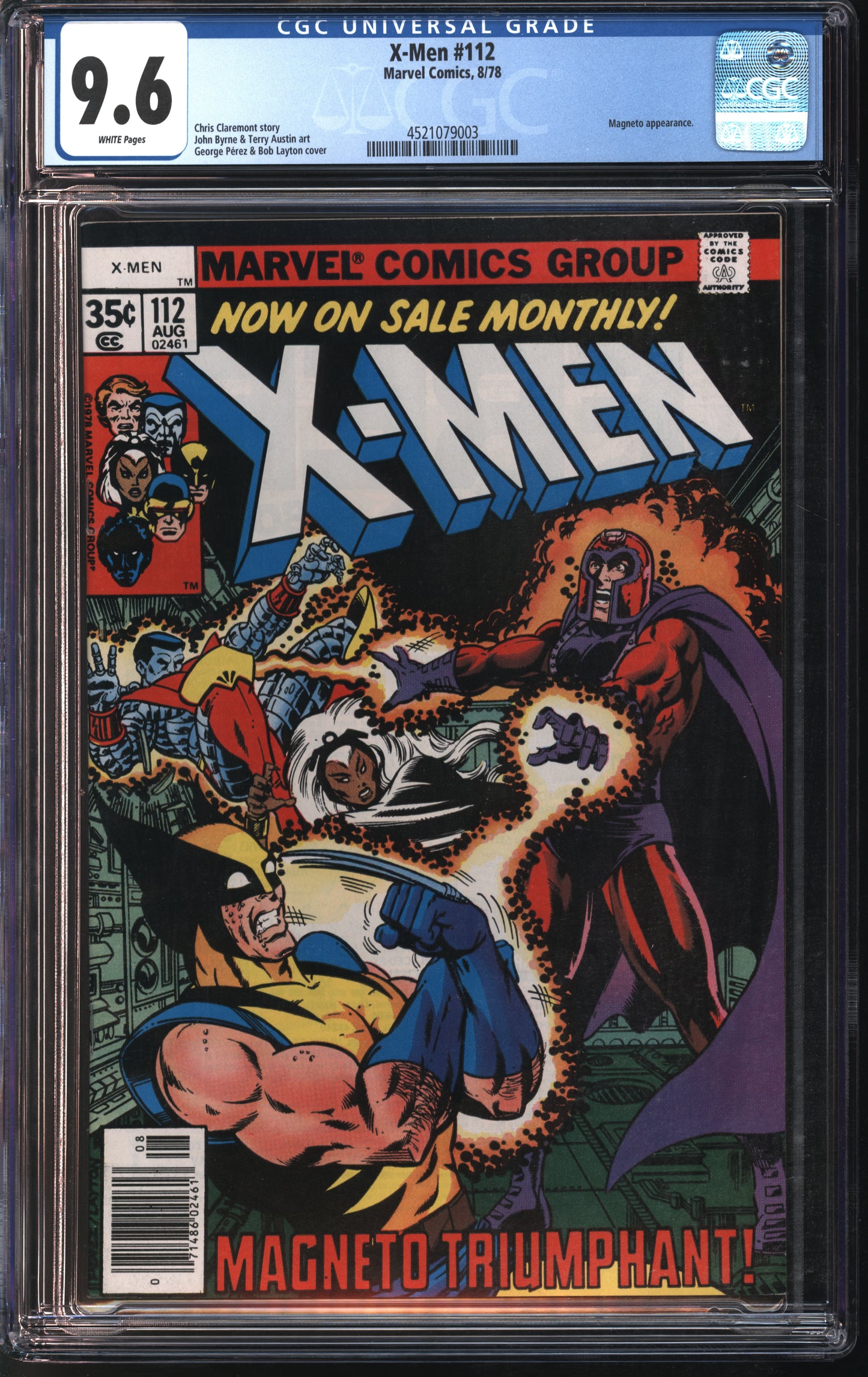Marvel Comics X-men #112 8/78 CGC 9.6 White Pages