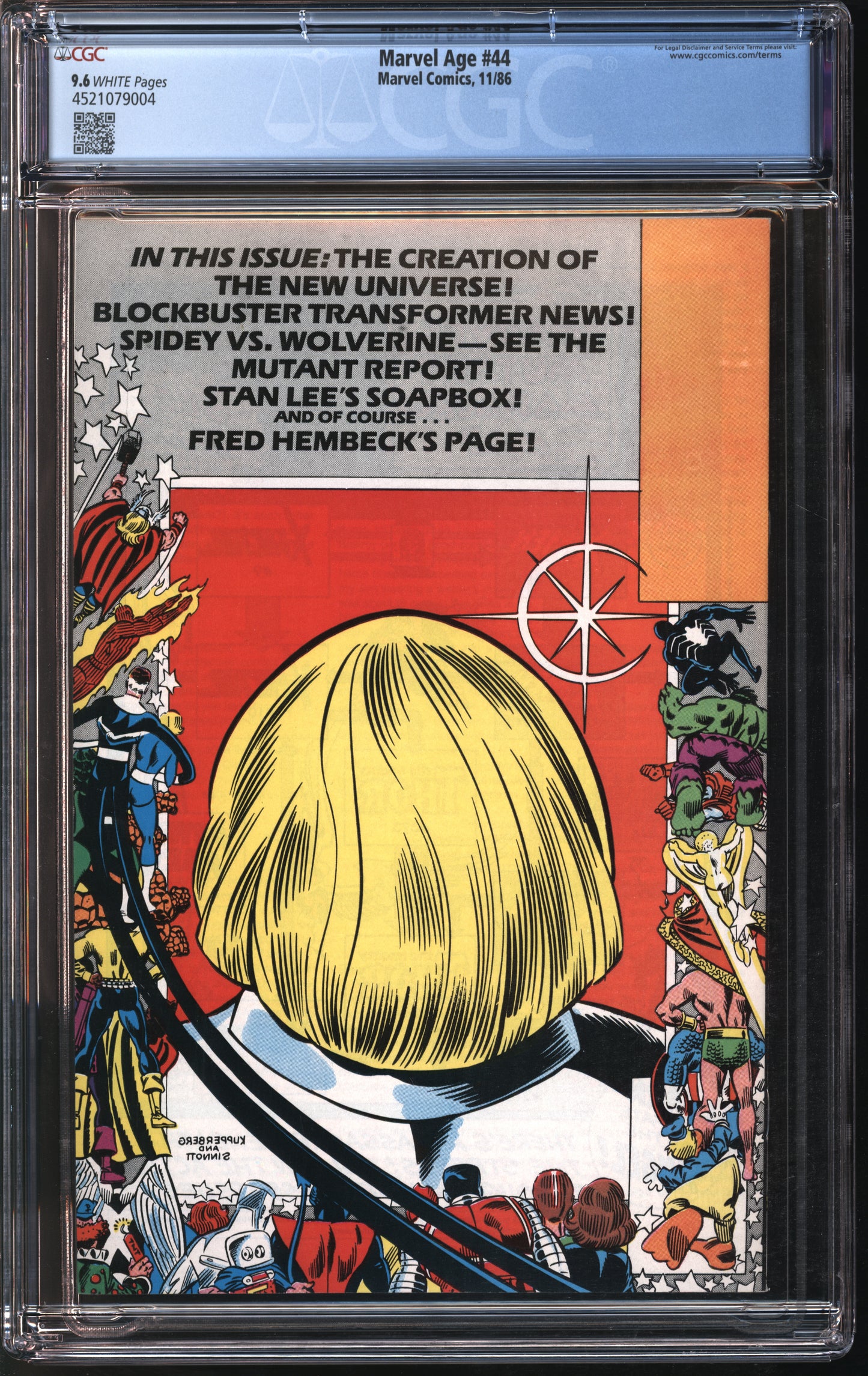 Marvel Comics Marvel Age #44 11/86 CGC 9.6 White Pages