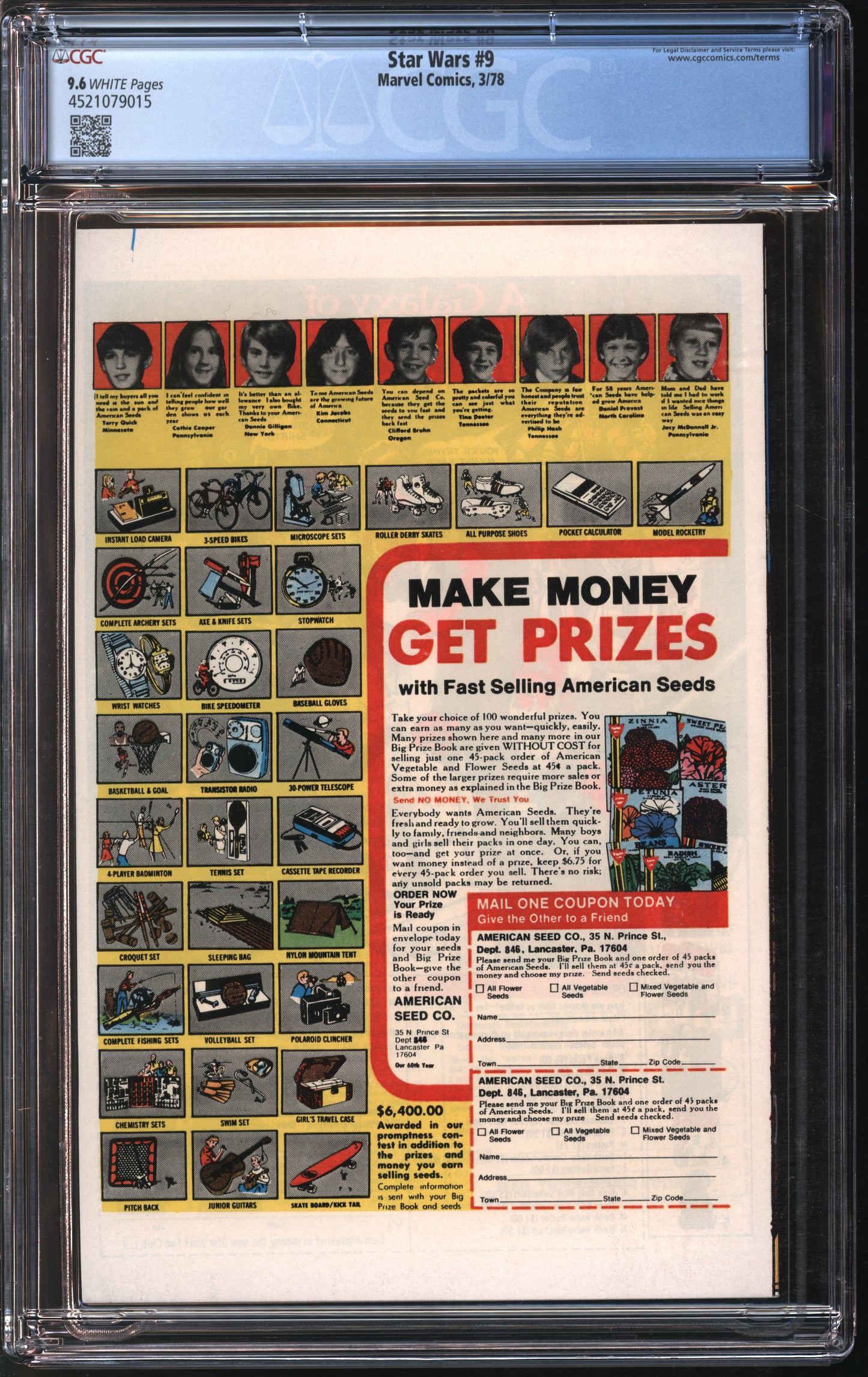 Marvel Star Wars #9 3/78 CGC 9.6 White Pages