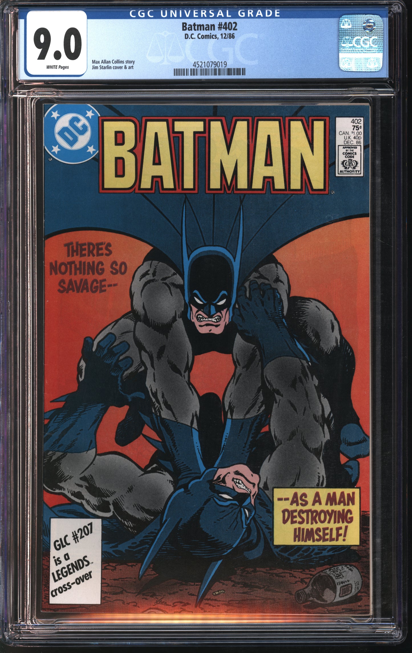 D.C. Comics Batman #402 12/86 CGC 9.0 White Pages