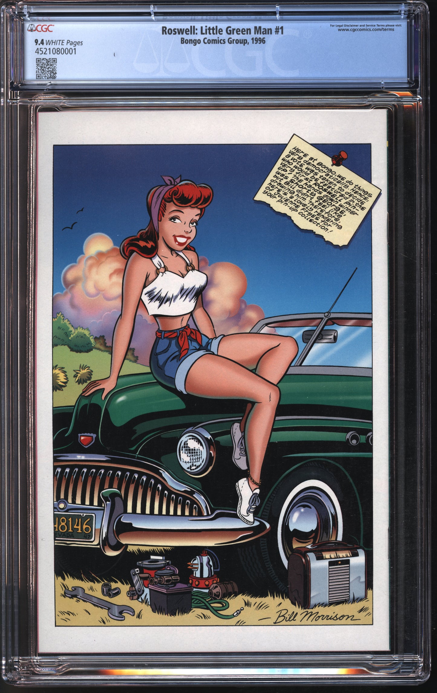 Bongo Comics Rosewell: Little Green Man #1 1996 CGC 9.4 White Pages