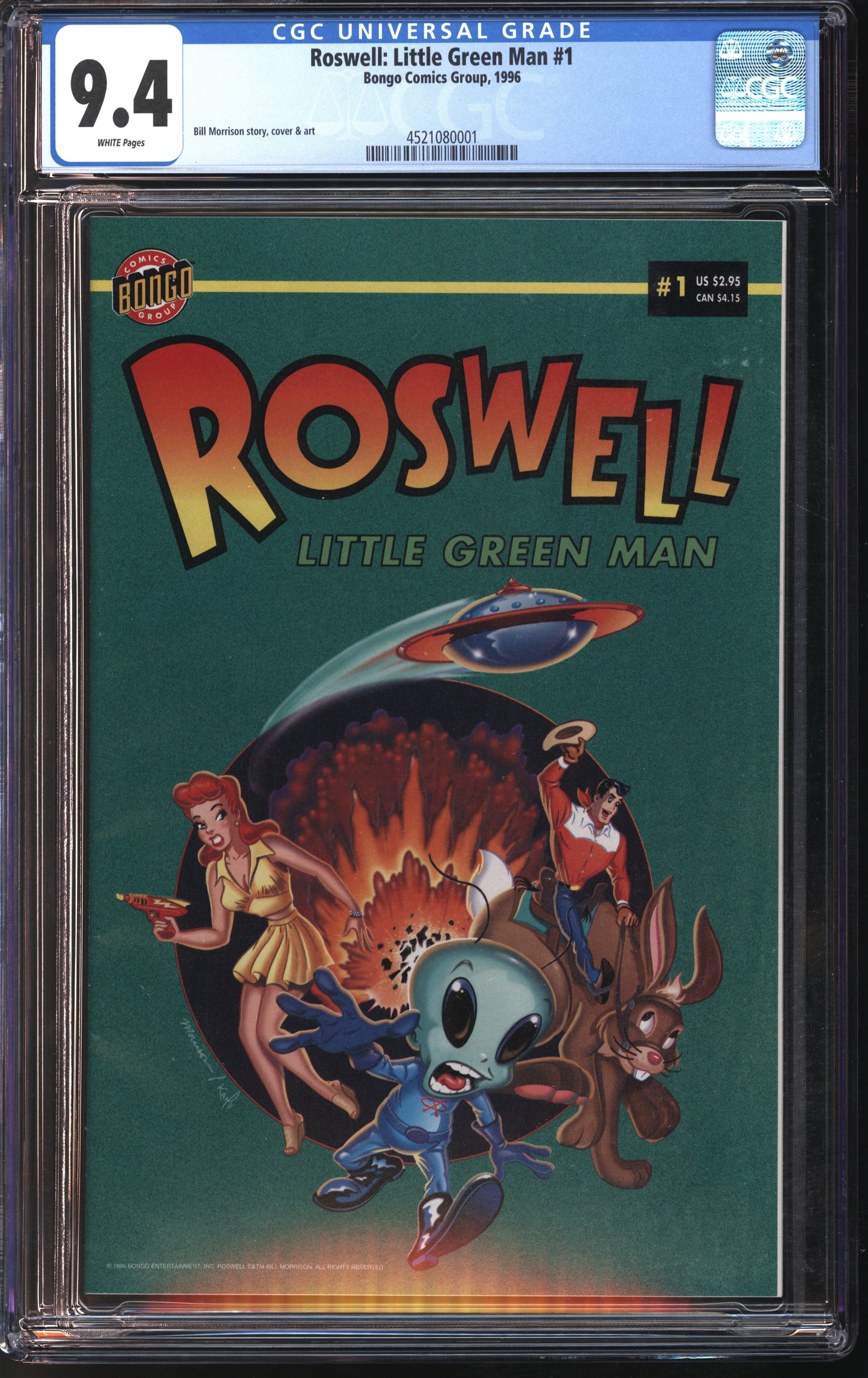 Bongo Comics Rosewell: Little Green Man #1 1996 CGC 9.4 White Pages