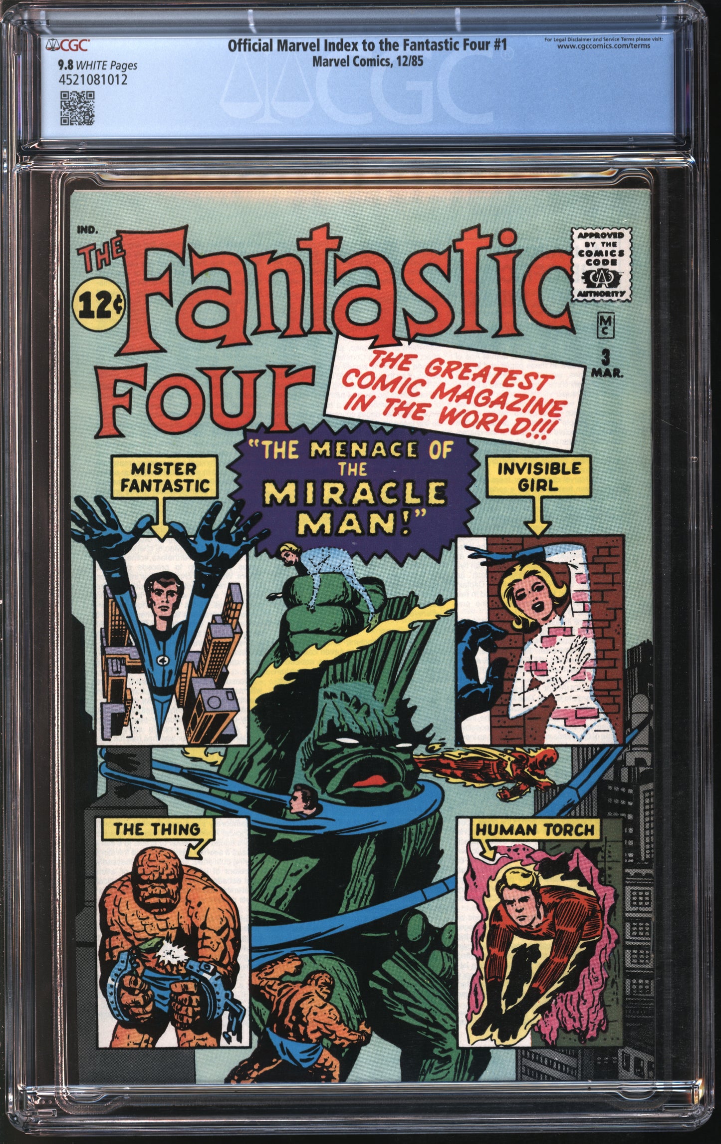 Marvel Comics Official Marvel Index to the Fantastic Four #1 12/85 CGC 9.8 White Pages