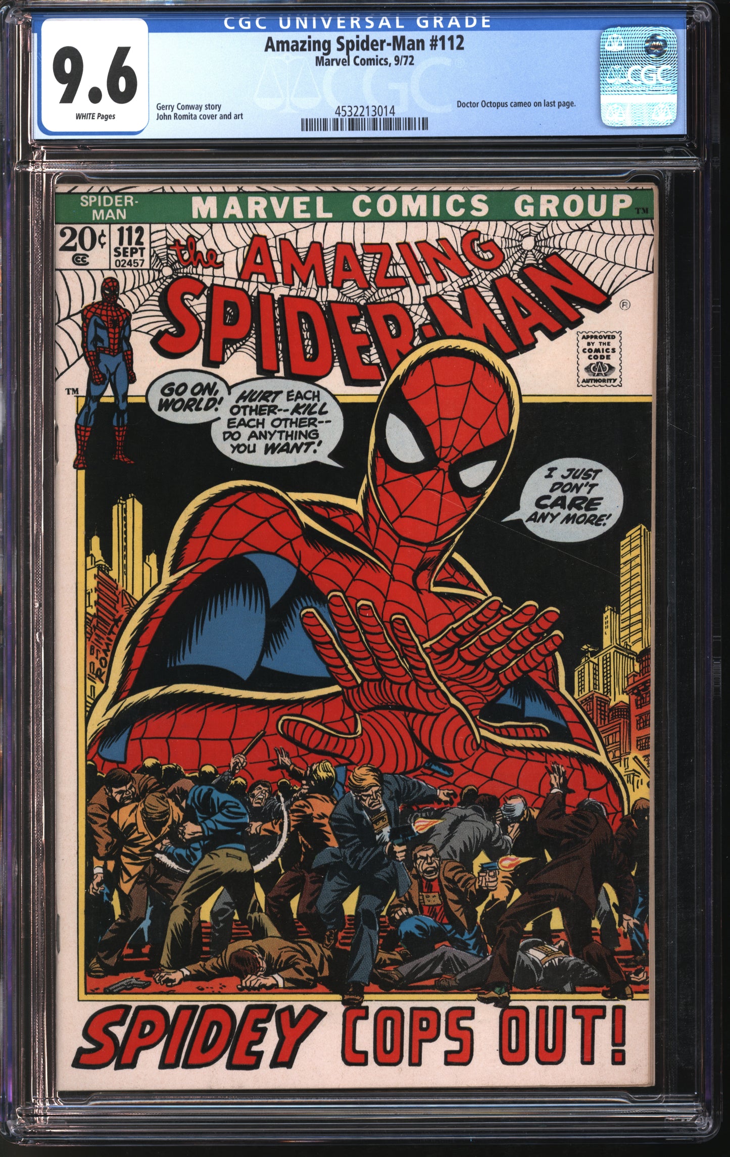 Marvel Comics Amazing Spider-Man #112 9/72 CGC 9.6 White Pages