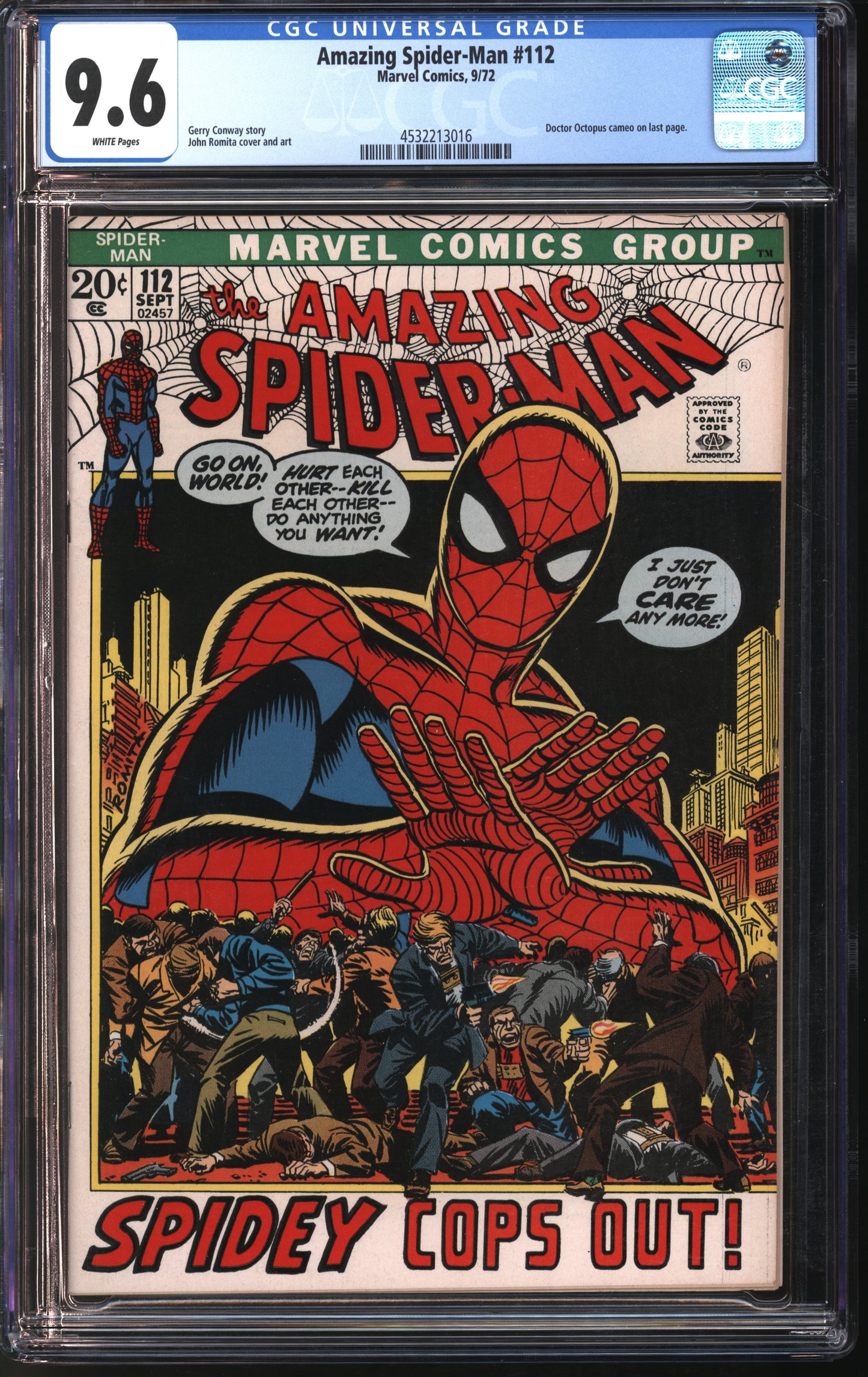 Marvel Comics Amazing Spider-Man #112 9/72 CGC 9.6 White Pages