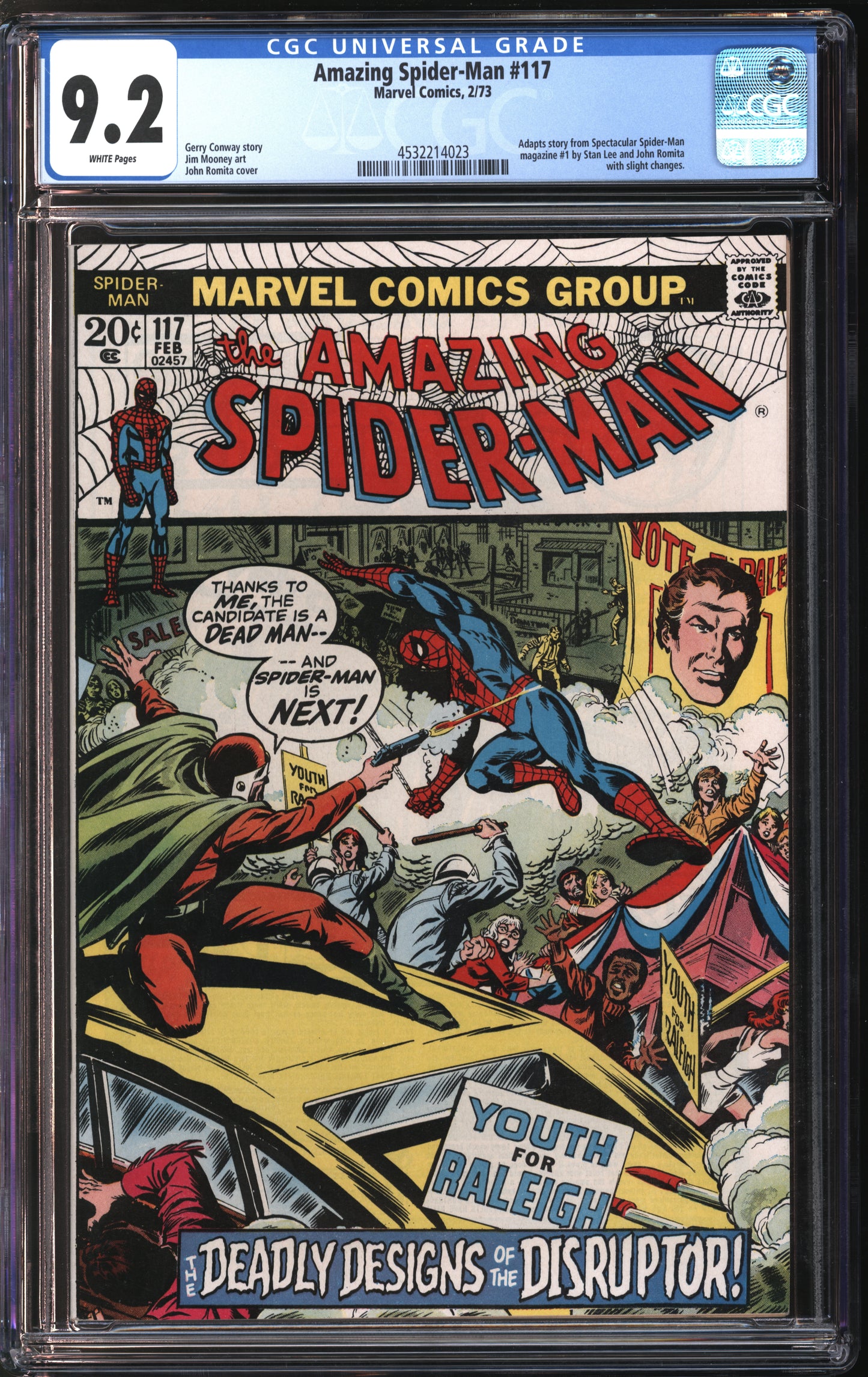 Marvel Comics Amazing Spider-Man #117 2/73 CGC 9.2 White Pages