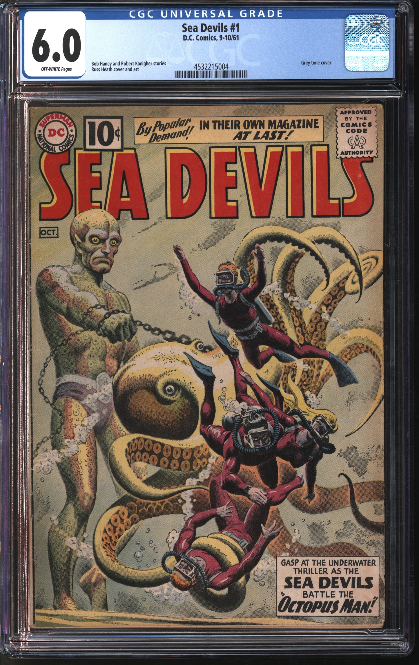 D.C. Comics Sea Devils #1 9-10/61 CGC 6.0 White Pages