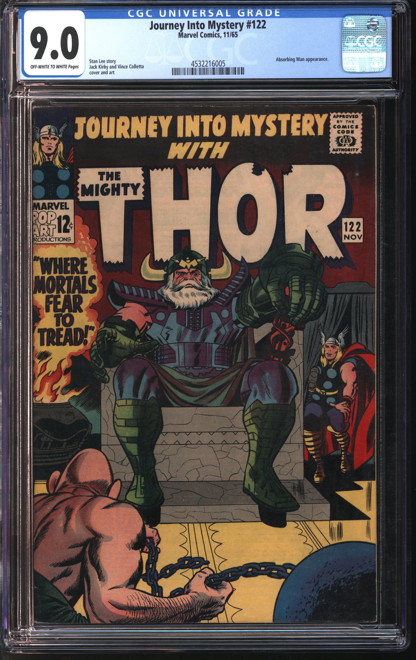 Marvel Comics Journey into Mystery #122 11/65 CGC 9.0 Off-White to White Pages