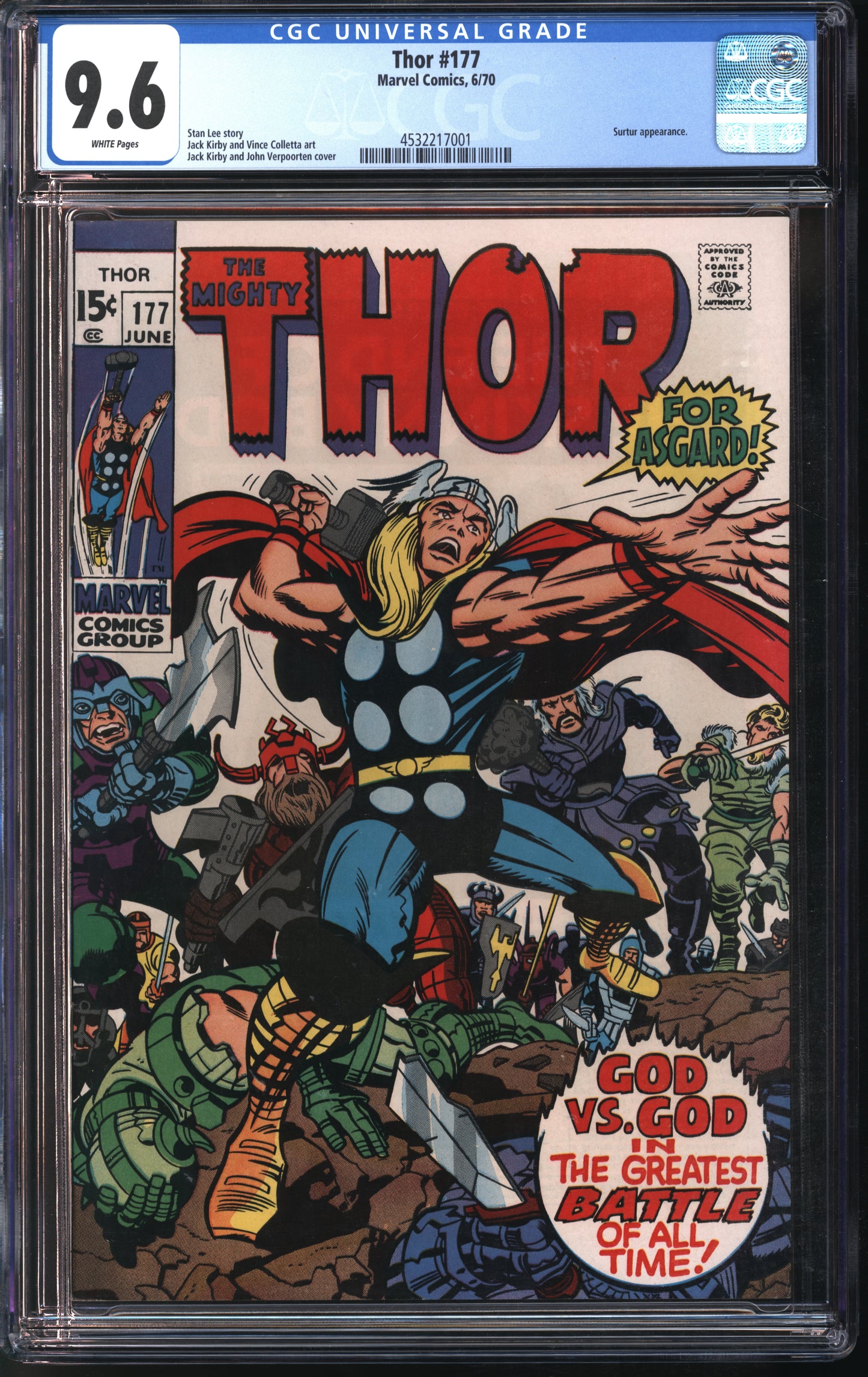 Marvel Comics Thor #177 6/70 CGC 9.6 White Pages