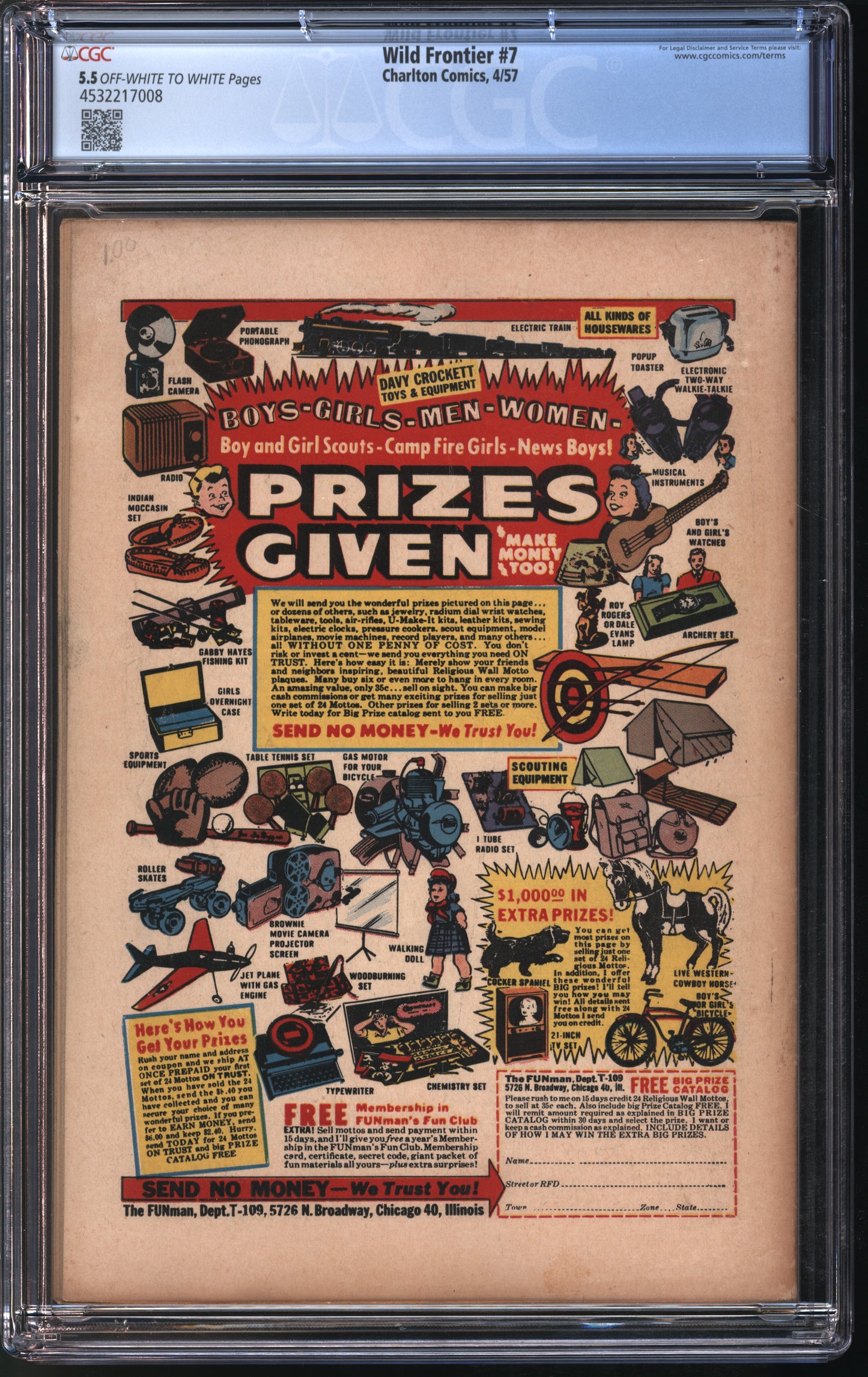 Charlton Comics Wild Frontier #7 CGC 5.5 Off-White to White Pages