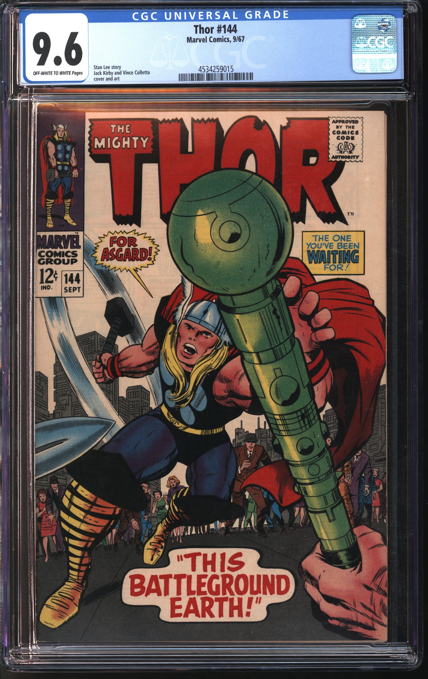Marvel Comics Thor #144 9/67 CGC 9.6 Off-White to White Pages