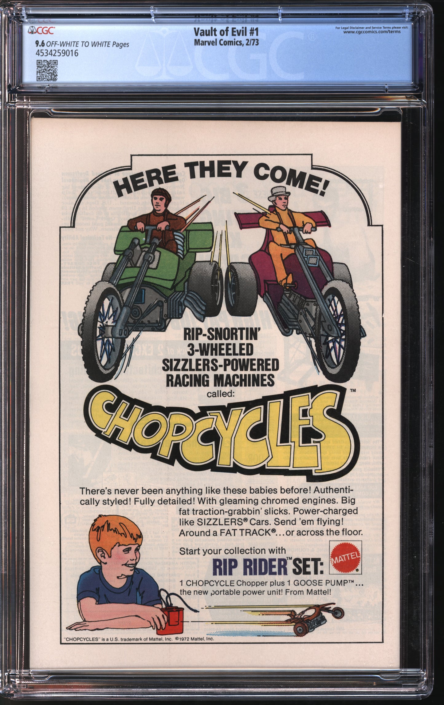 Marvel Comics Vault of Evil #1 2/73 CGC 9.6 Off-White to White Pages
