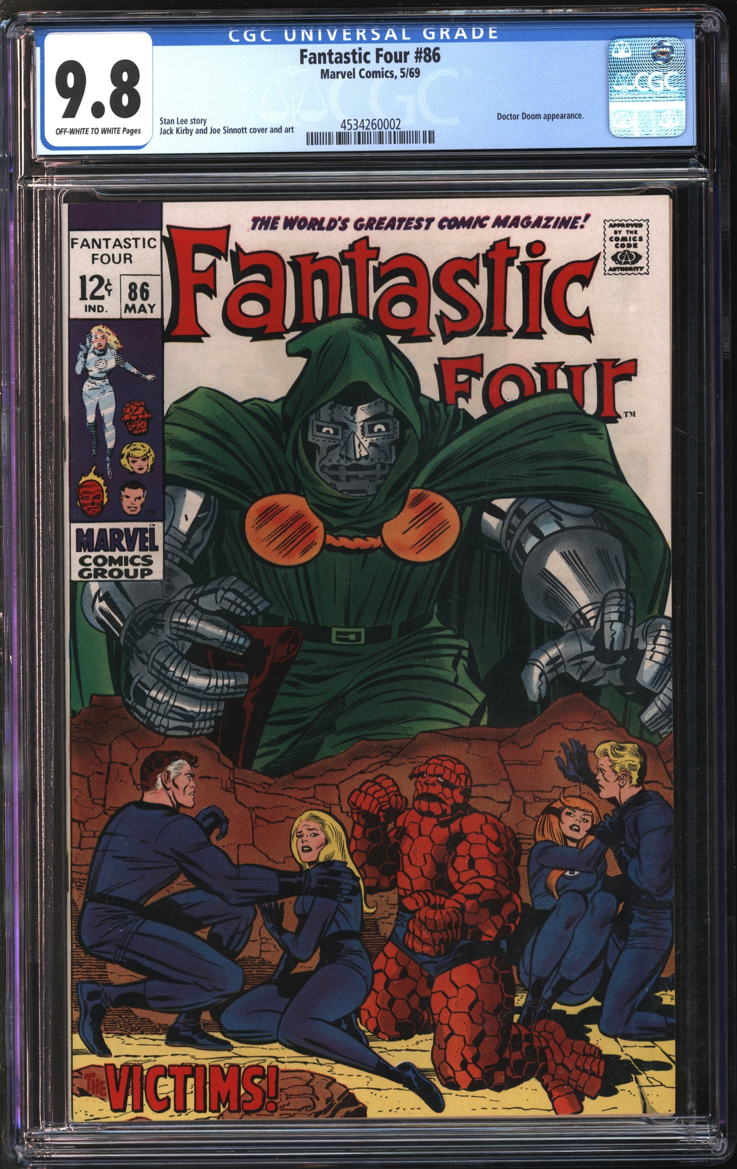 Marvel Comics Fantastic Four #86 5/69 CGC 9.8 White Pages
