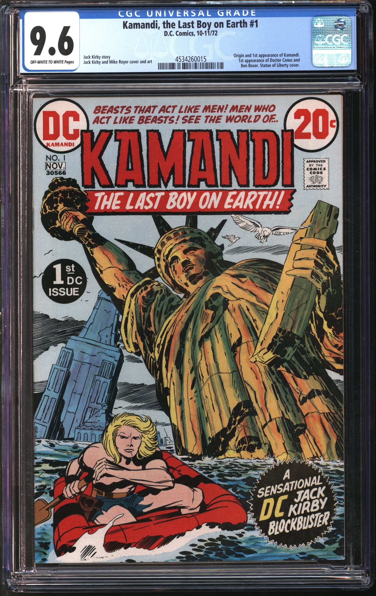 Marvel Comics Kamandi, the Last Boy on Earth #1 10-11/72 CGC 9.6 Off-White to White Pages