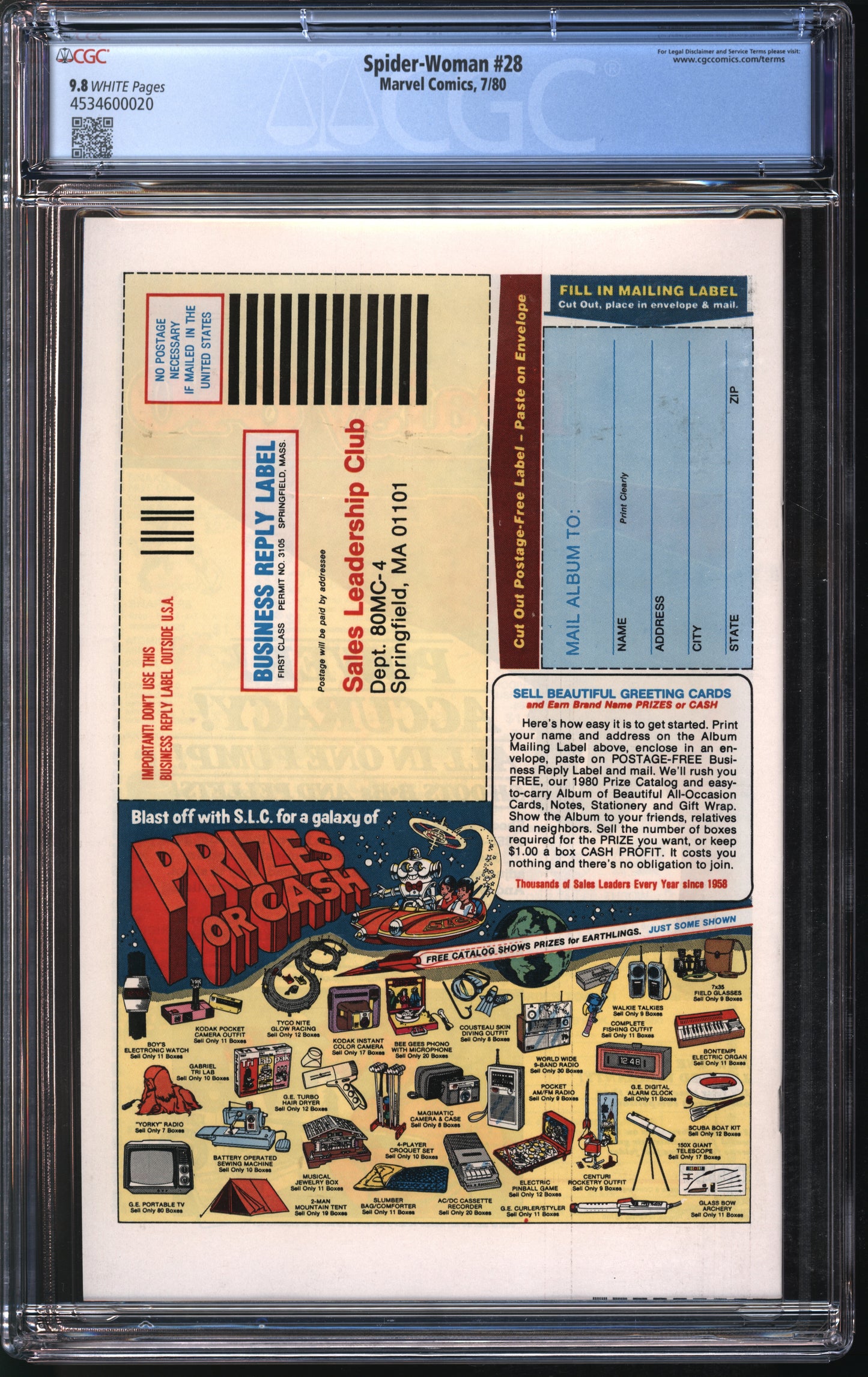 Marvel Comics Spider-Woman #28 7/80 CGC 9.8 White Pages