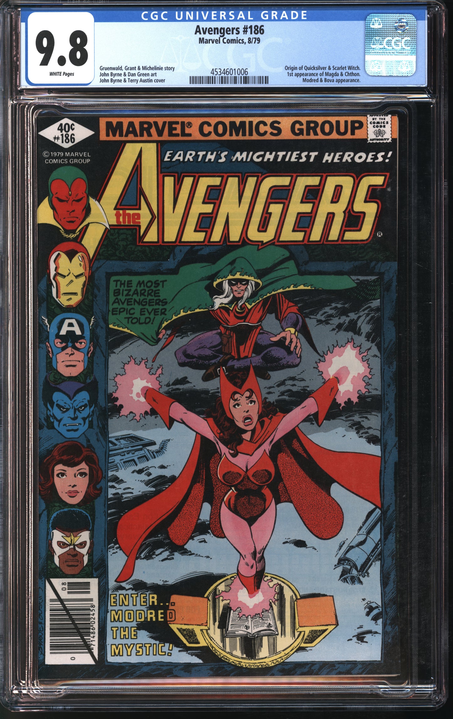 Marvel Comics Avengers #186 8/79 CGC 9.8 White Pages