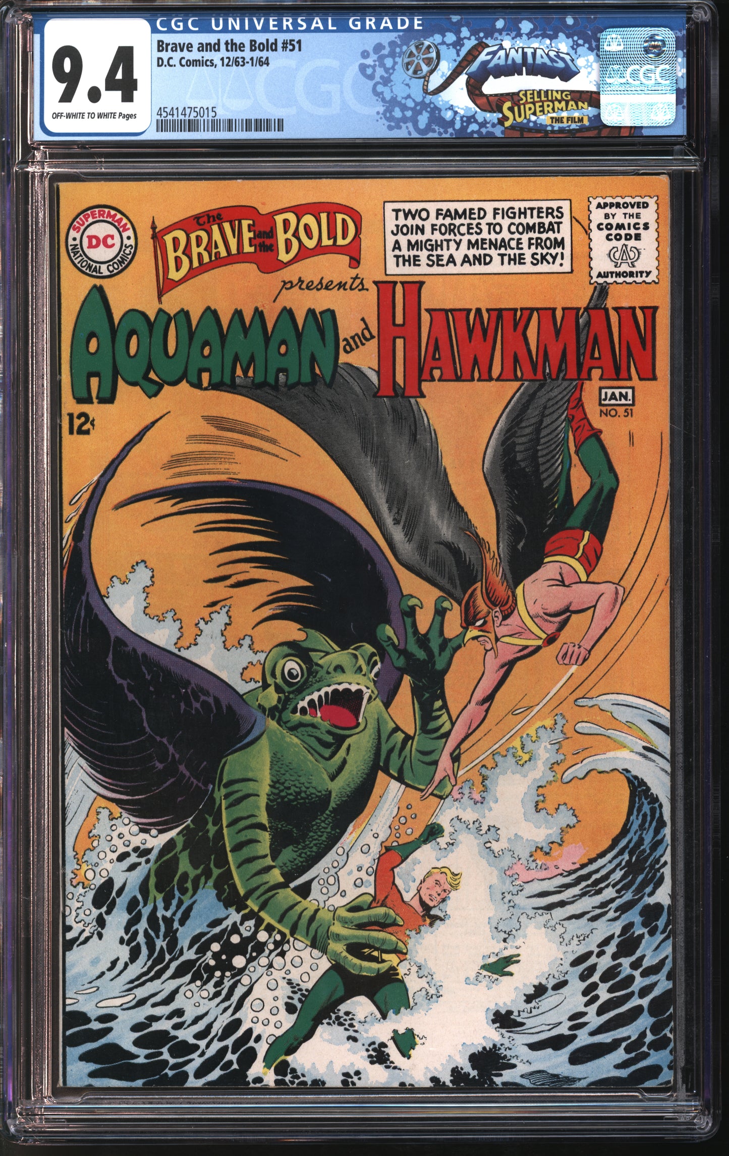 D.C. Comics Brave and the Bold #51 12/63-2/64 CGC 9.4 Off-White to White Pages