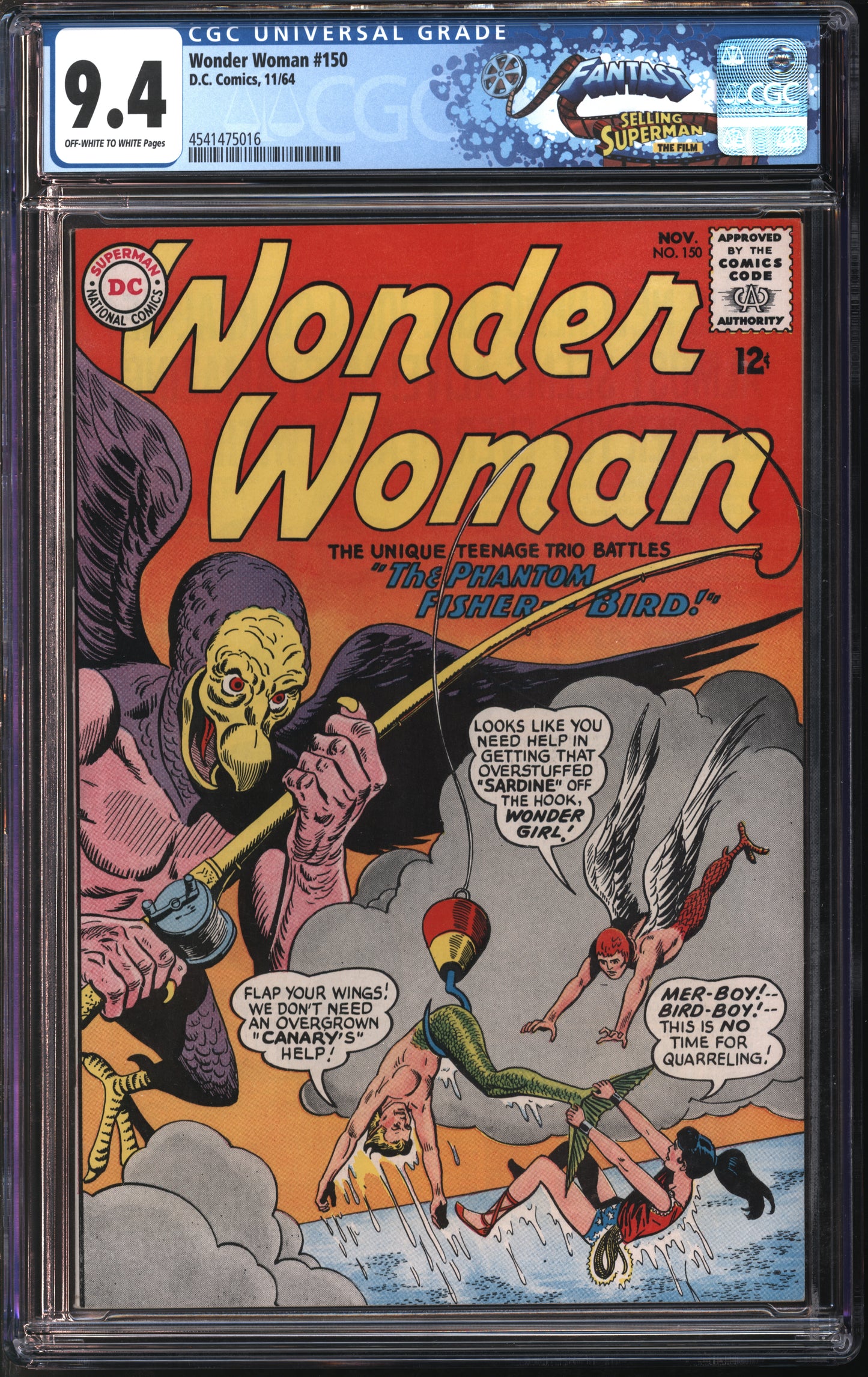 D.C. Comics Wonder Woman #150 11/64 FANTAST CGC 9.4 Off-White to White Pages