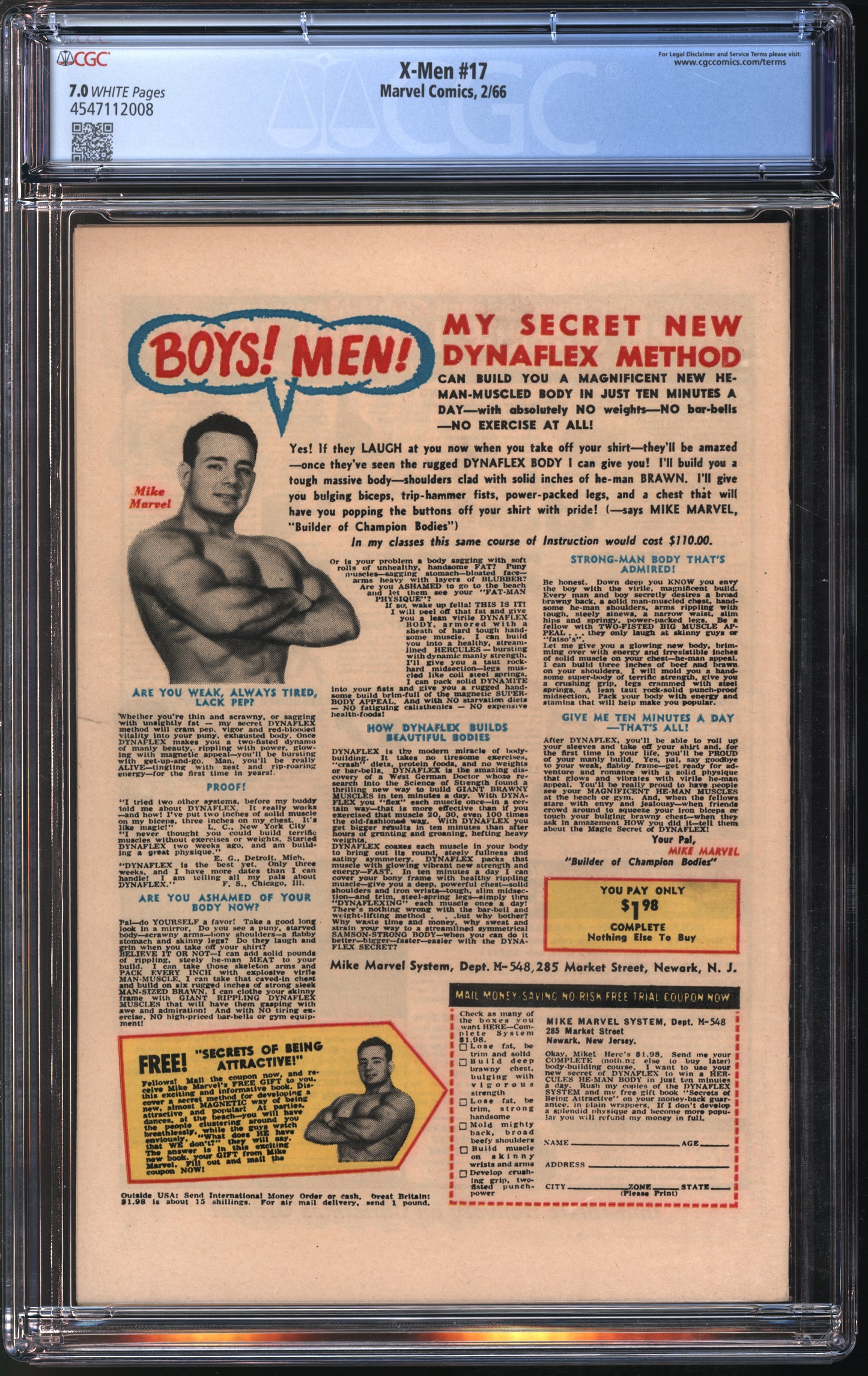Marvel Comics X-men #17 2/66 CGC 7.0 White Pages