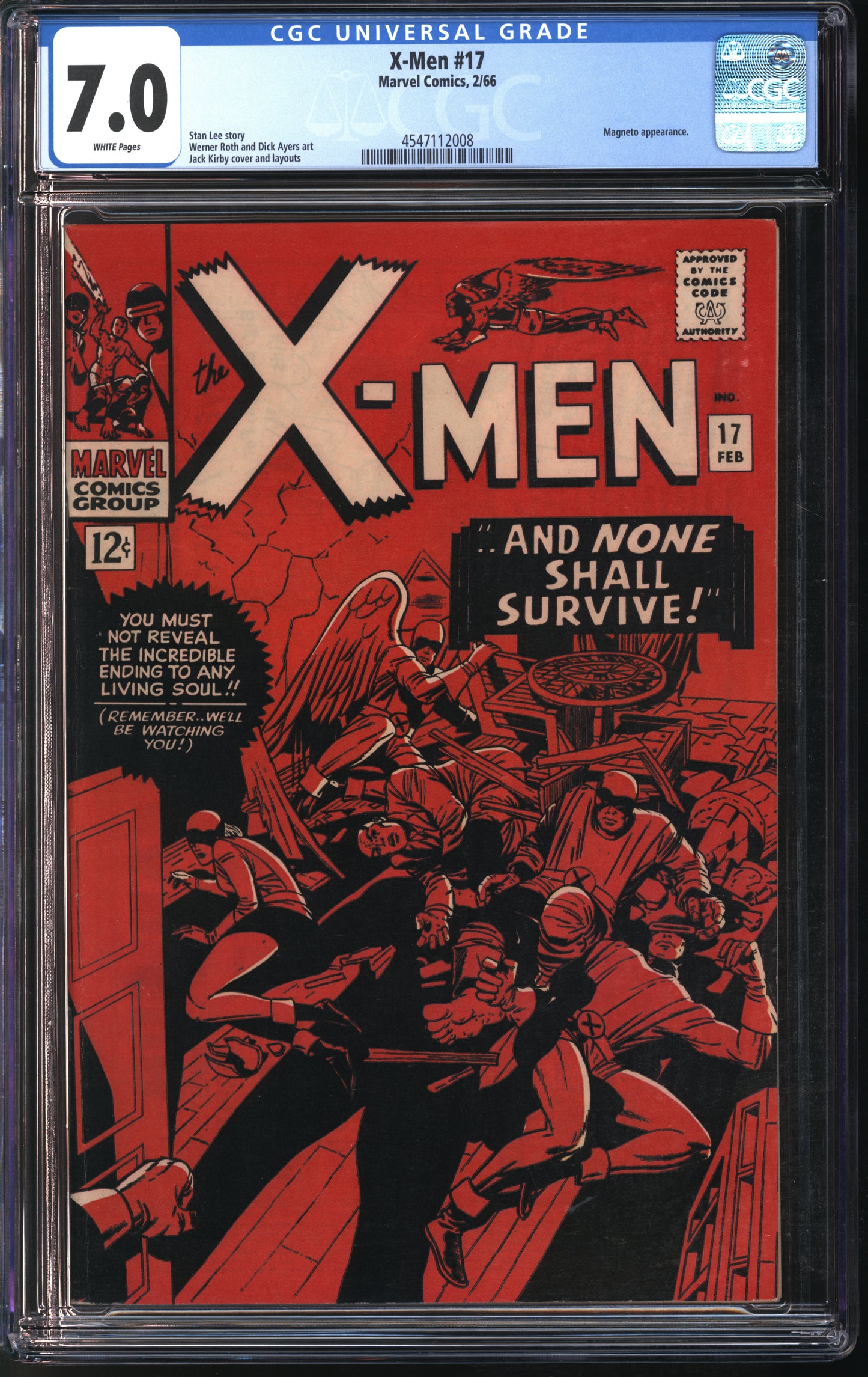 Marvel Comics X-men #17 2/66 CGC 7.0 White Pages