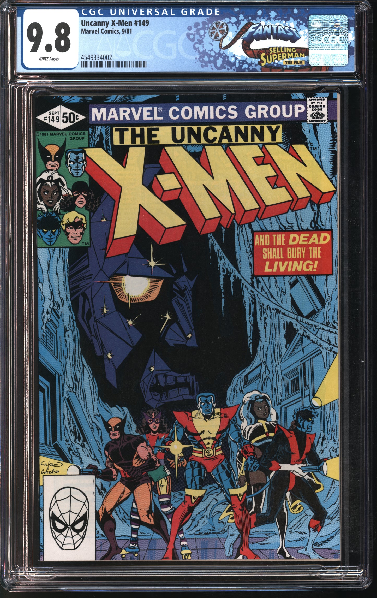 Marvel Comics Uncanny X-men #149 9/81 FANTAST CGC 9.8 White Pages