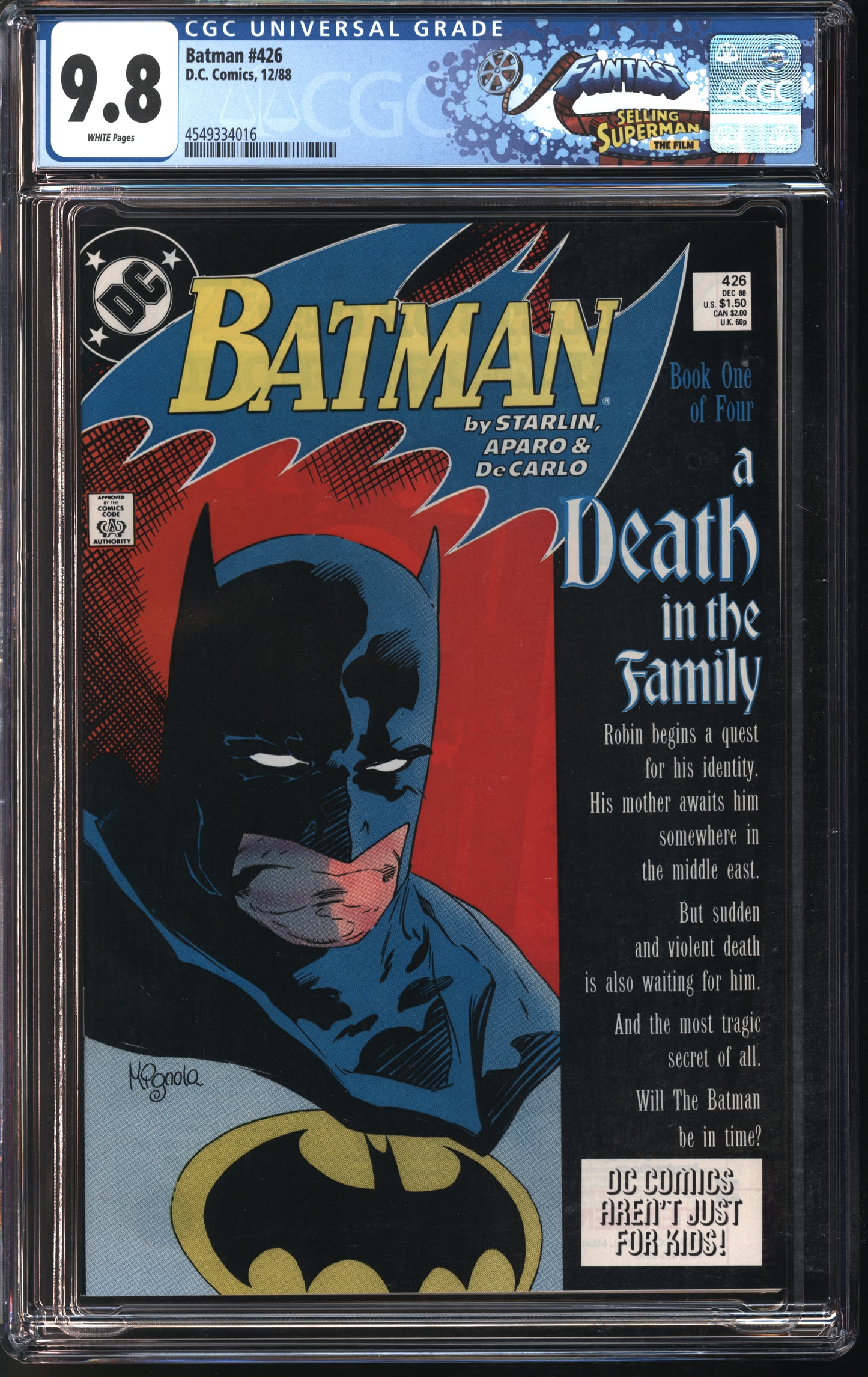 D.C. Comics Batman #426 12/88 FANTAST CGC 9.8 White Pages