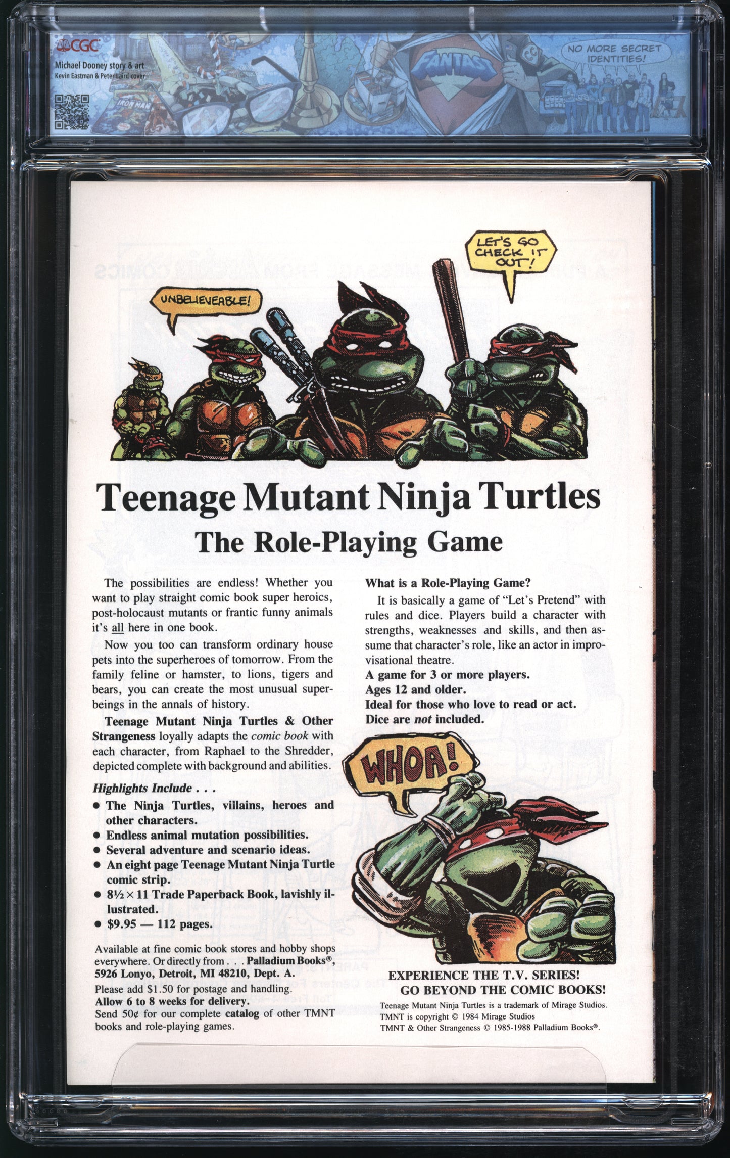 Archie Publications Teenage Mutant Ninja Turtles Adventures #3 FANTAST CGC 9.8 White Pages