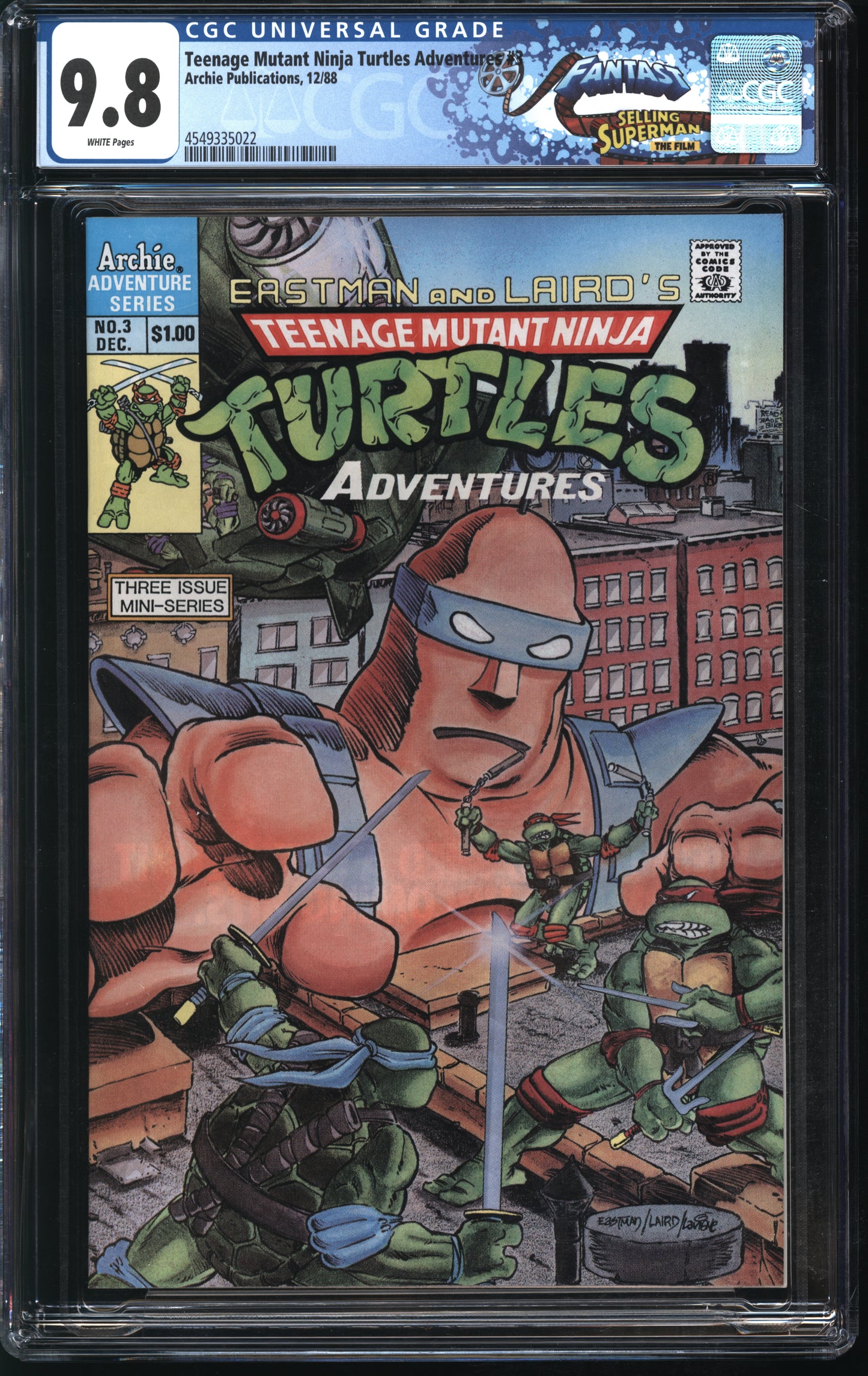 Archie Publications Teenage Mutant Ninja Turtles Adventures #3 FANTAST CGC 9.8 White Pages