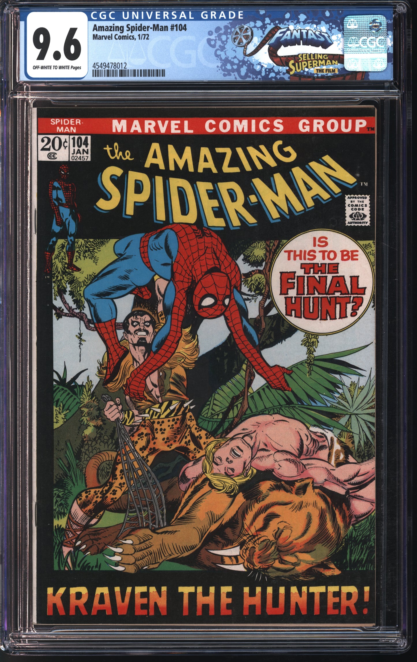 Marvel Amazing Spider-Man #104 1/72 FANTAST CGC 9.6 Off-White to White Pages