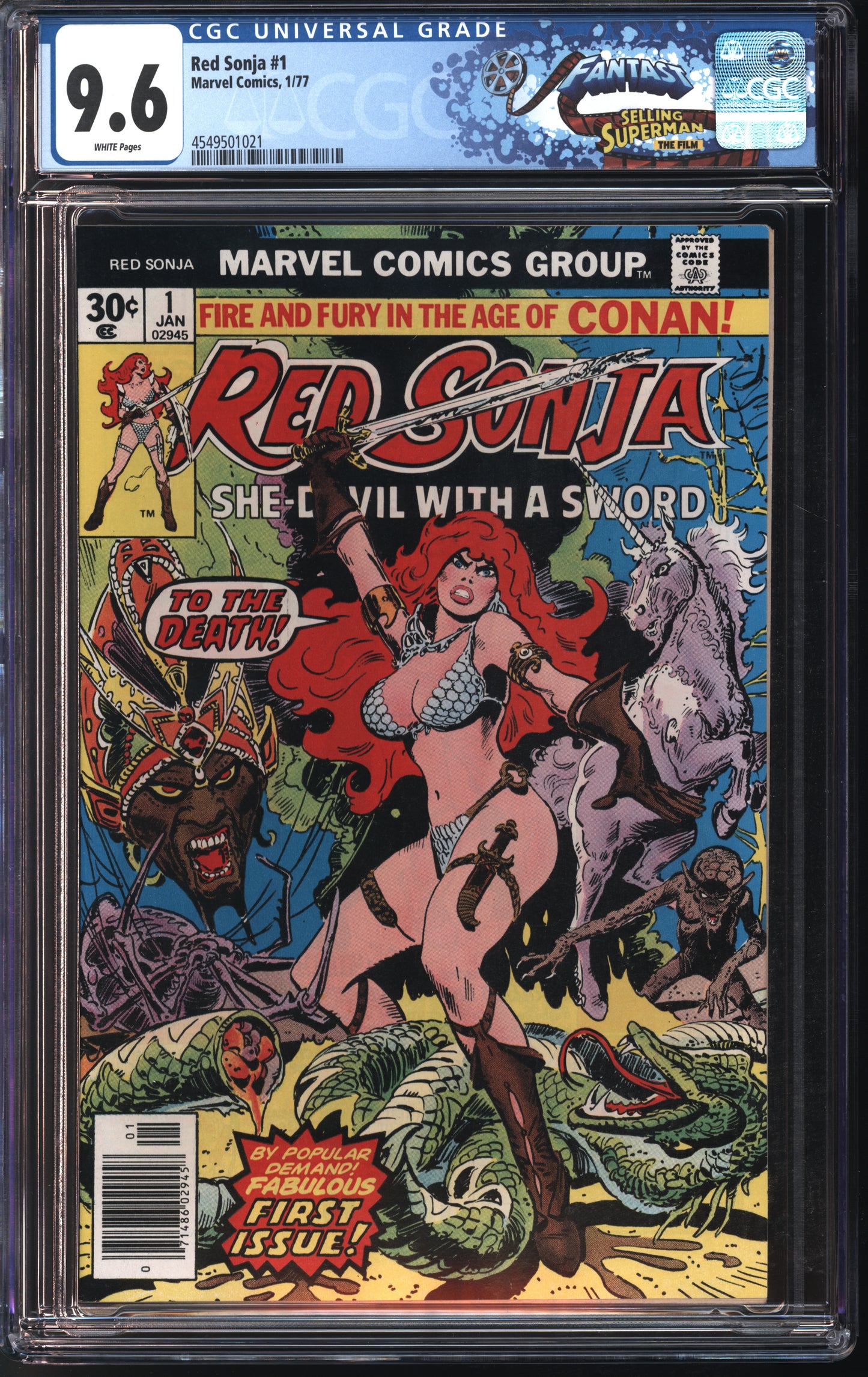 Marvel Comics Red Sonja #1 1/77 FANTAST CGC 9.6 White Pages