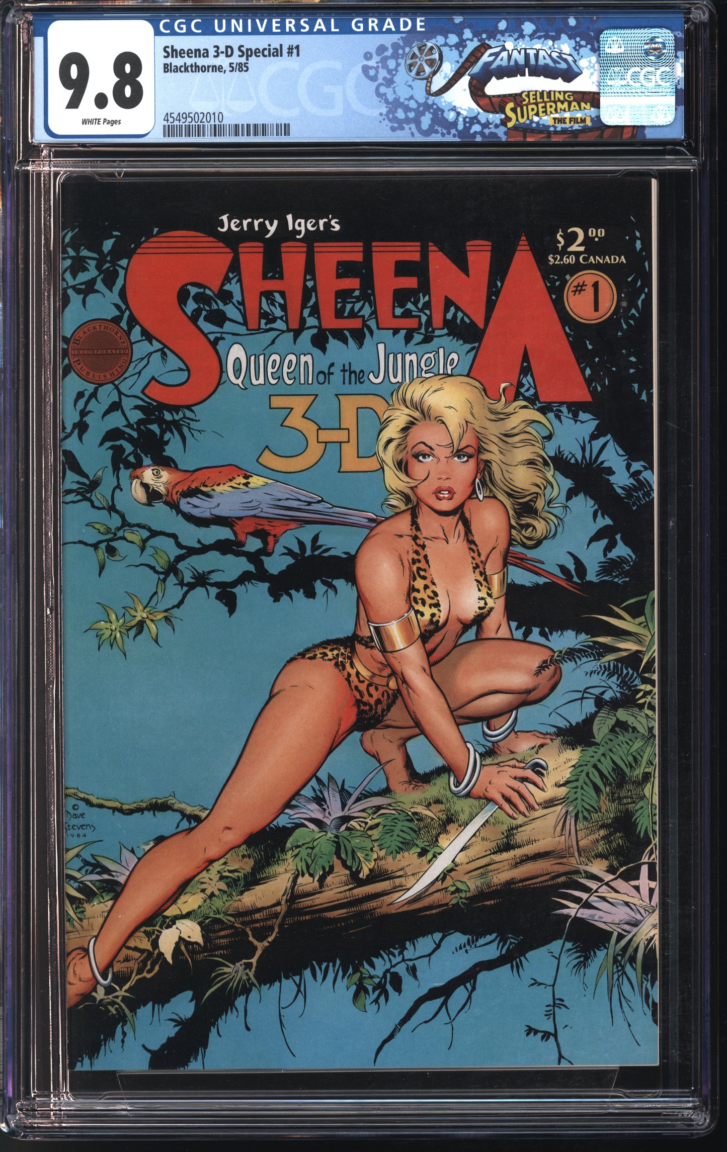 Blackthorne Sheena 3-D Special #1 5/85 FANTAST CGC 9.8 White Pages