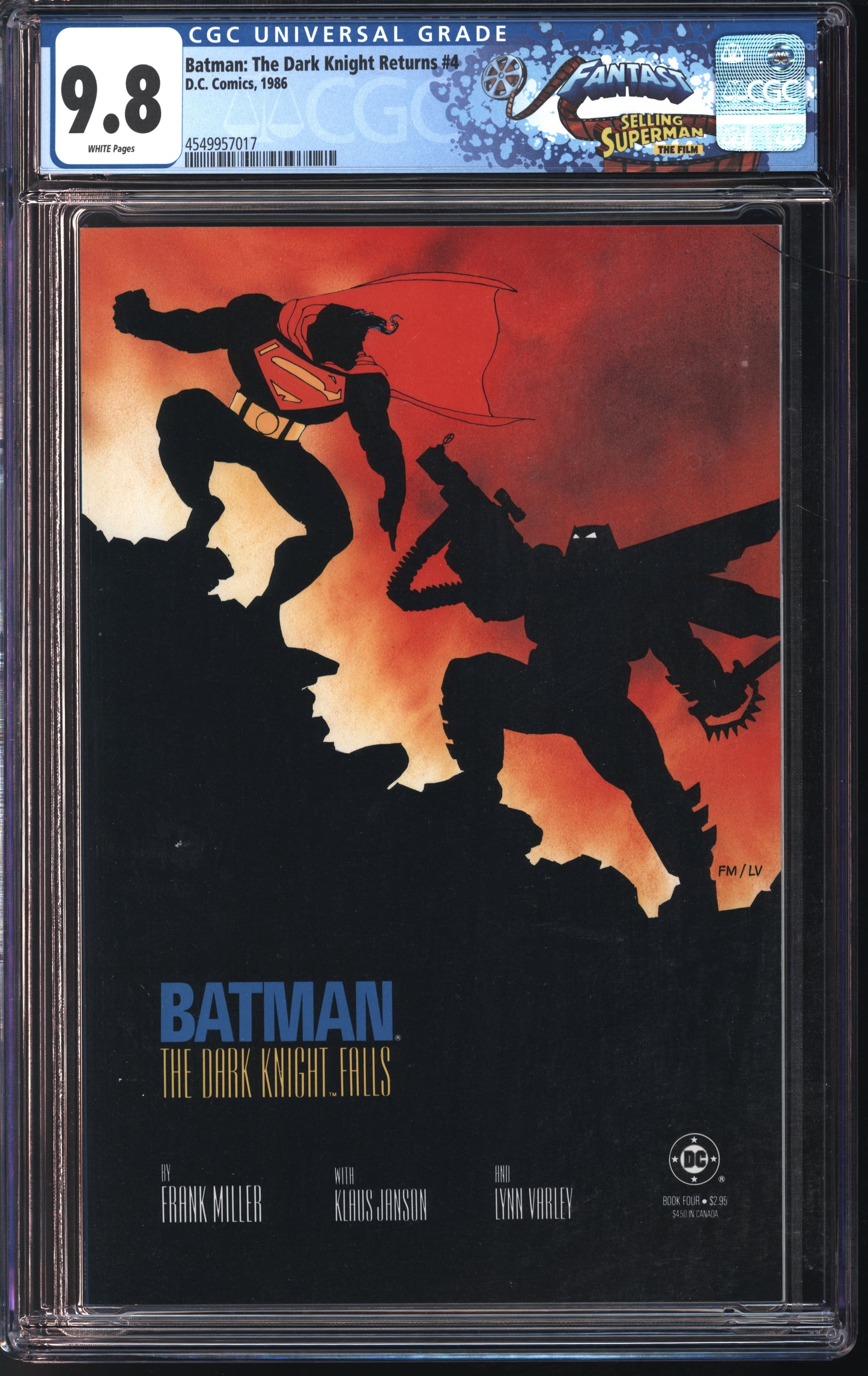 D.C. Comics Batman: The Dark Knight Returns #4 1986 FANTAST CGC 9.8 White Pages