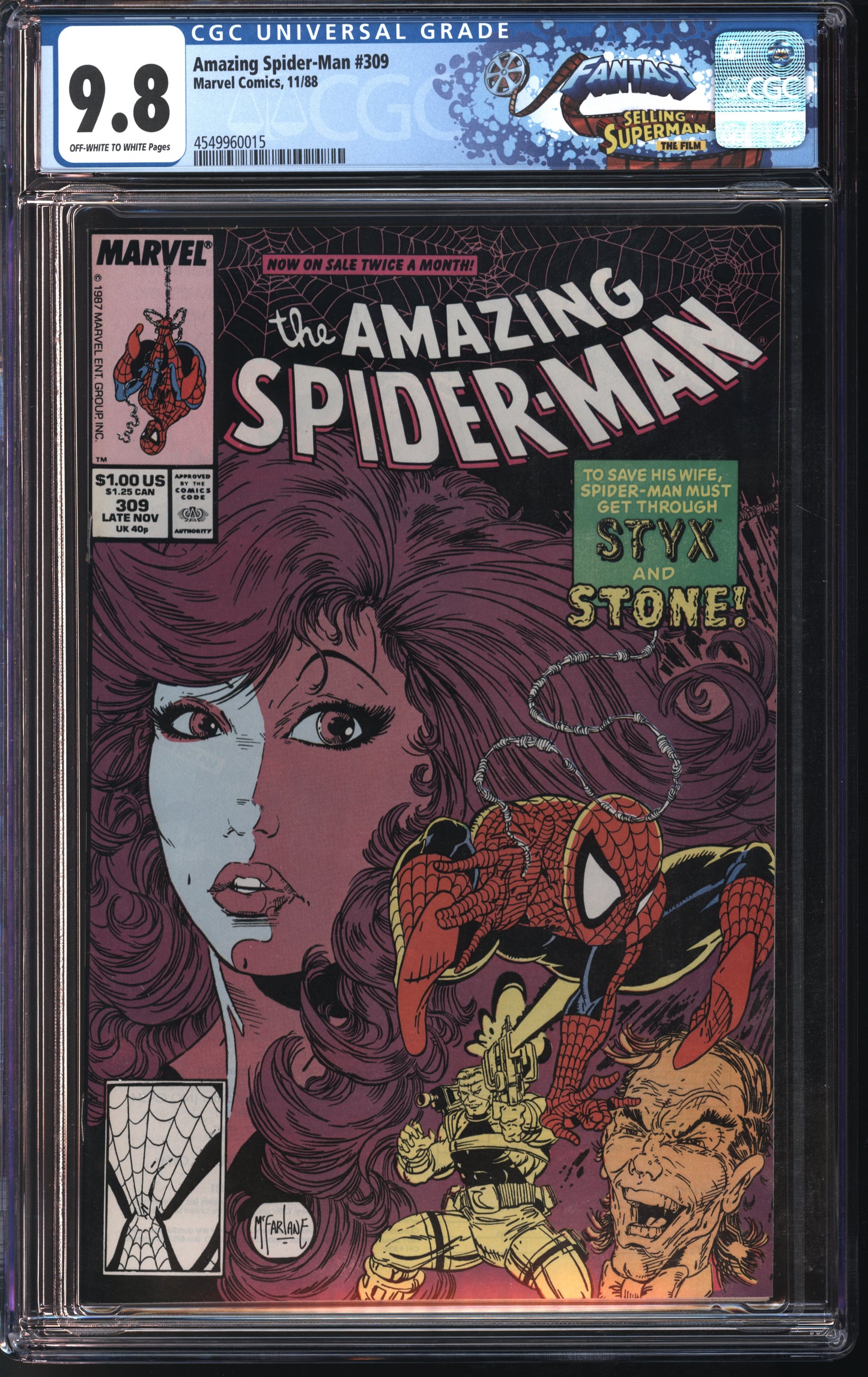 Marvel Comics Amazing Spider-Man #309 11/88 FANTAST CGC 9.8 Off-White to White Pages