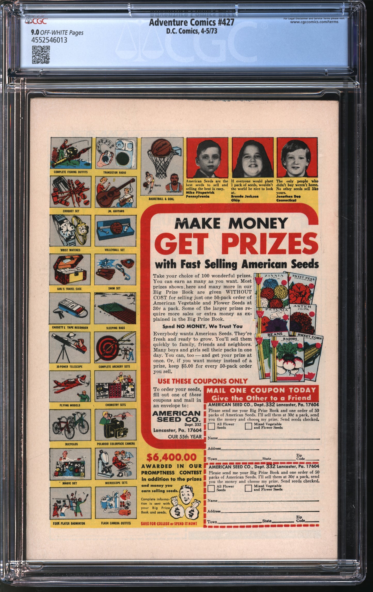 Marvel Comics Adventure Comics #427 4-5/73 CGC 9.0 Off-White