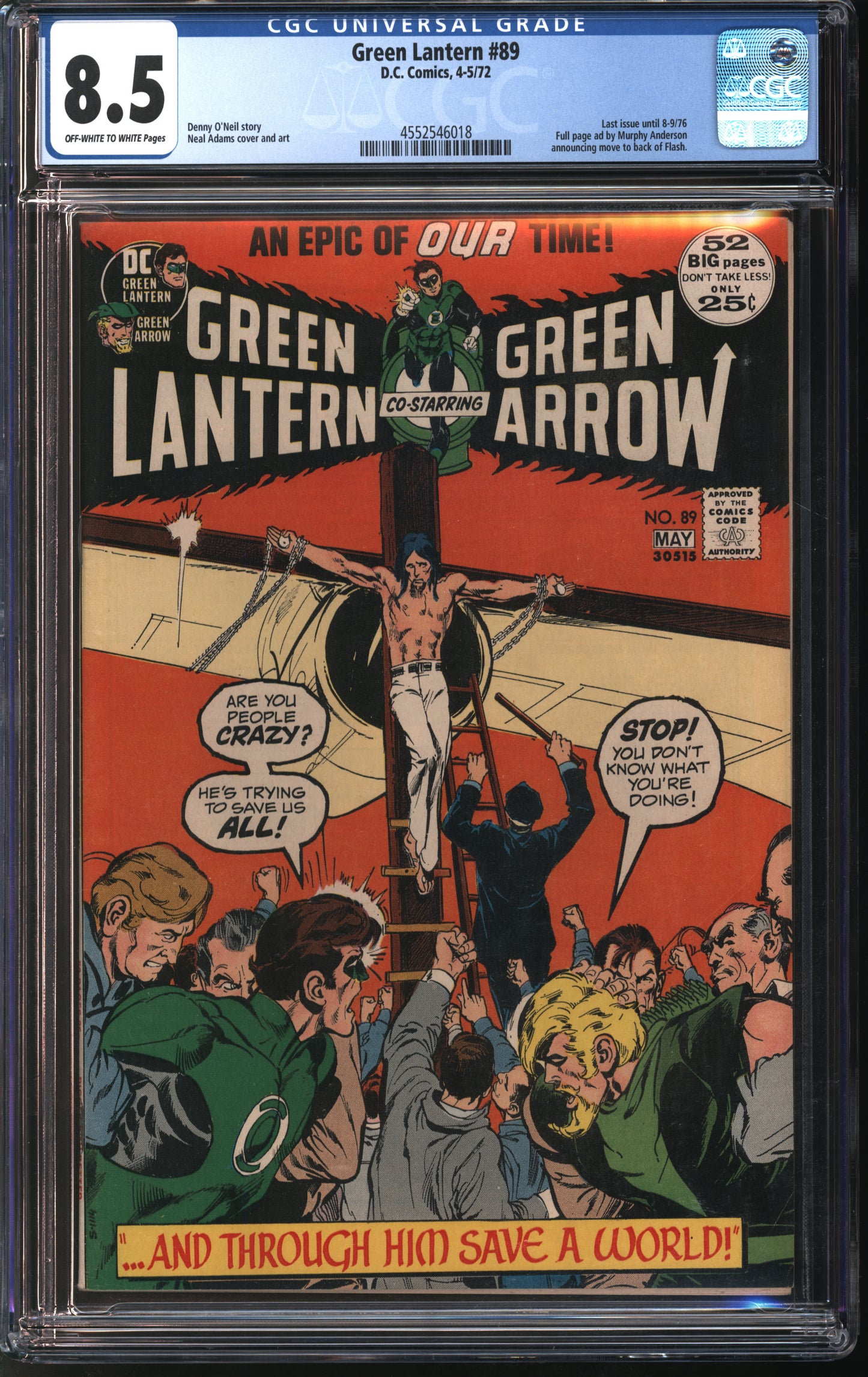 D.C. Comics Green Lantern #89 4-5/72 CGC 8.5 Off-White White Pages