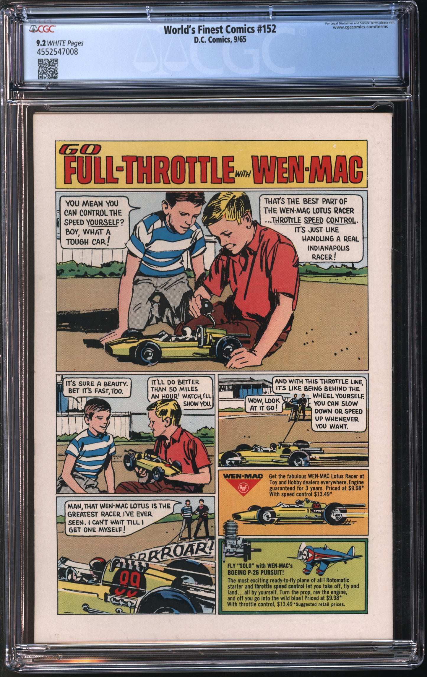 D.C. Comics World's Finest Comics #152 9/65 CGC 9.2 White Pages