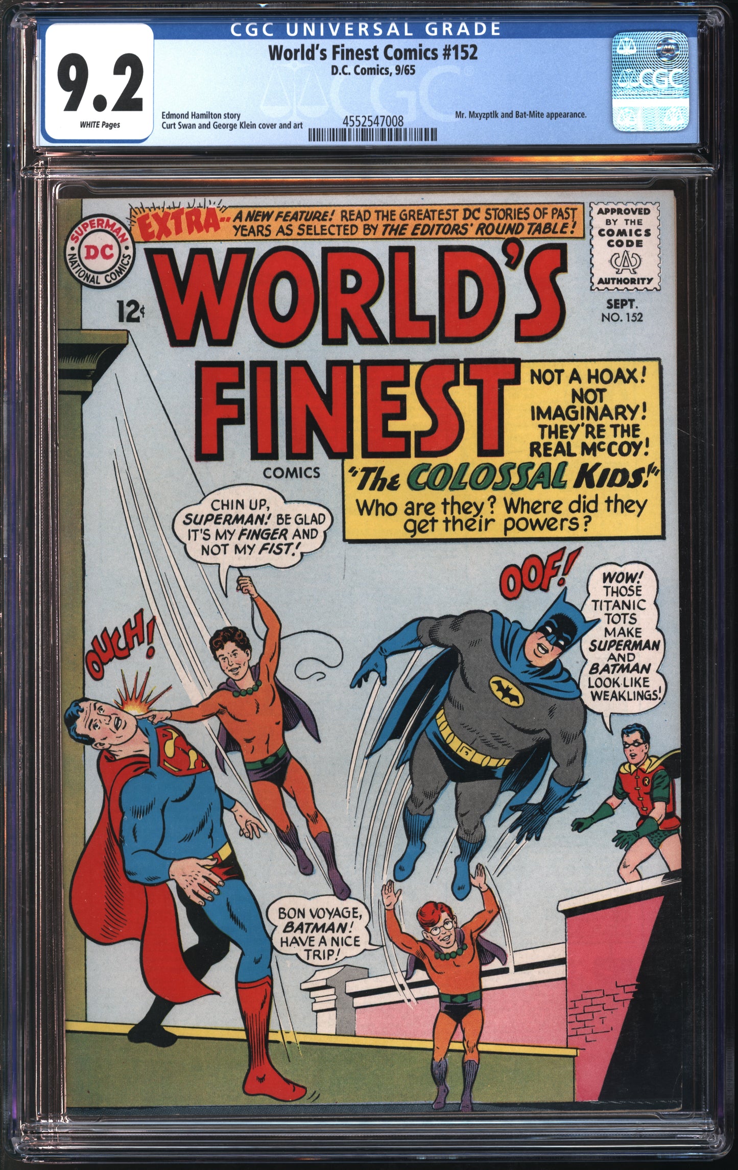 D.C. Comics World's Finest Comics #152 9/65 CGC 9.2 White Pages