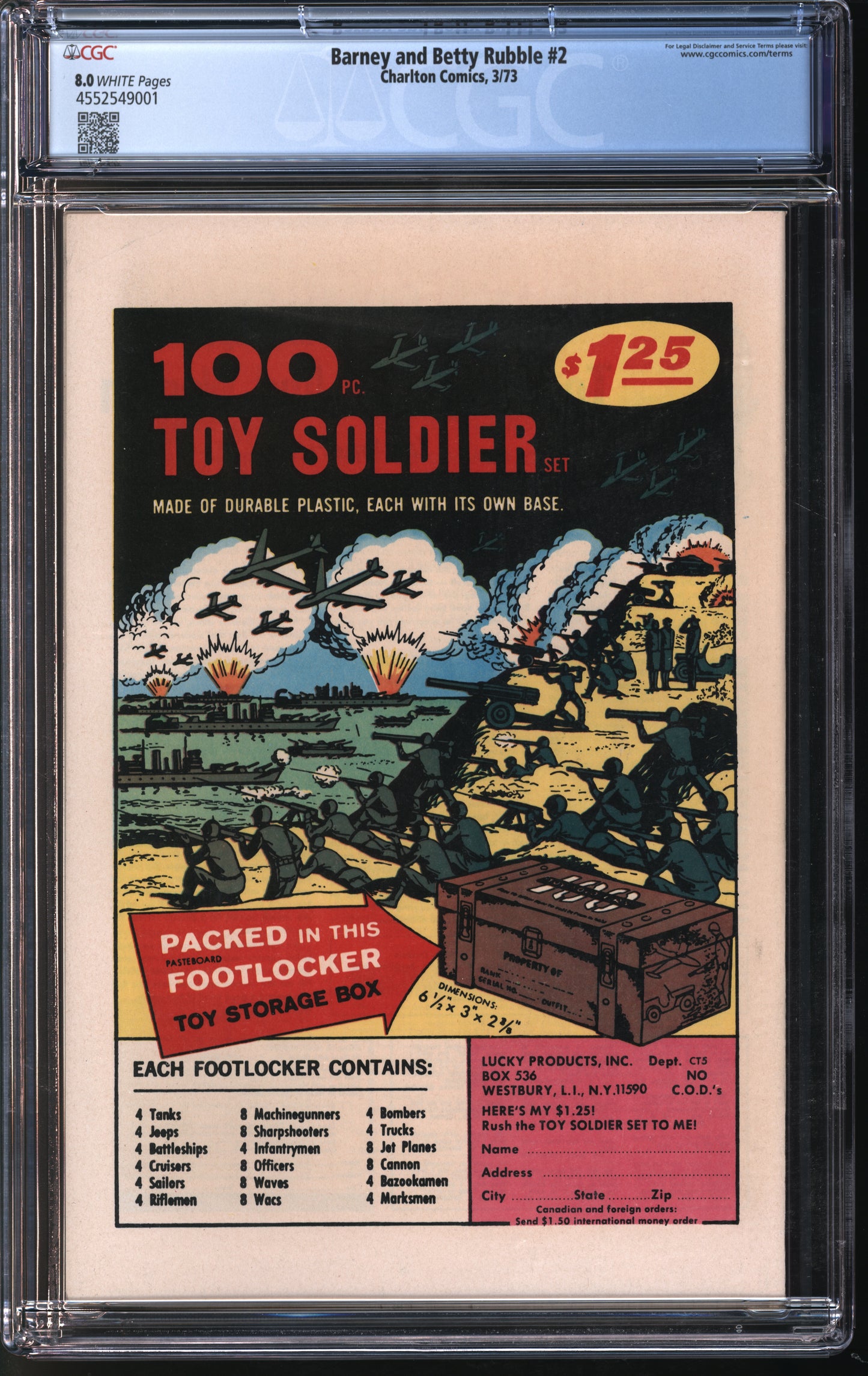Charlton Comics Barney and Betty Rubble #2 3/73 CGC 8.0 White Pages