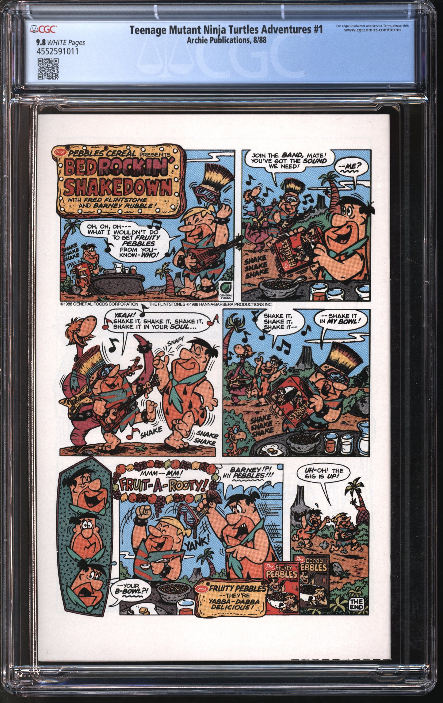 Archie Comics Teenage Mutant Ninja Turtles Adventures #1 8/88 CGC 9.8 White Pages