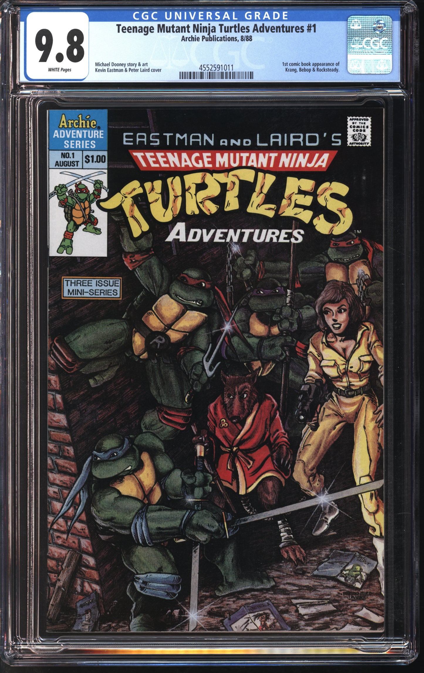 Archie Comics Teenage Mutant Ninja Turtles Adventures #1 8/88 CGC 9.8 White Pages